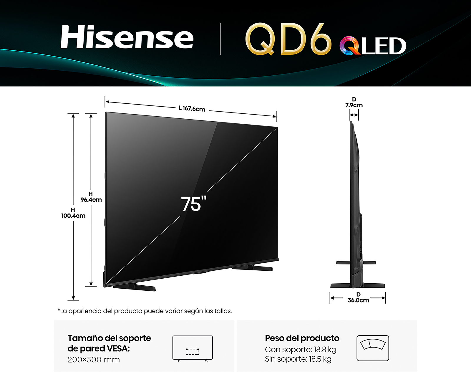 Foto 11 pulgar | Foto 10 | Pantalla Smart TV Hisense QLED 75 Pulgadas 4K 75QD6QV
