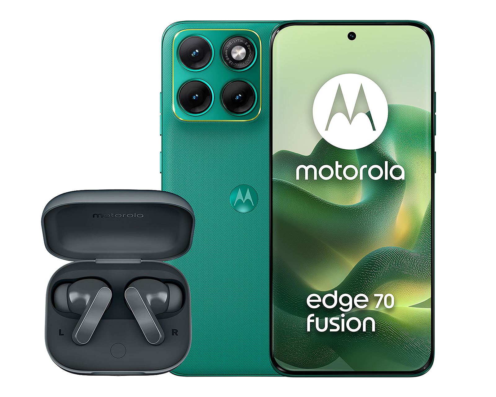 Foto 2 pulgar | Foto 1 | Celular Liberado Motorola Edge 70 Fusion 256 GB Verde + Audífonos