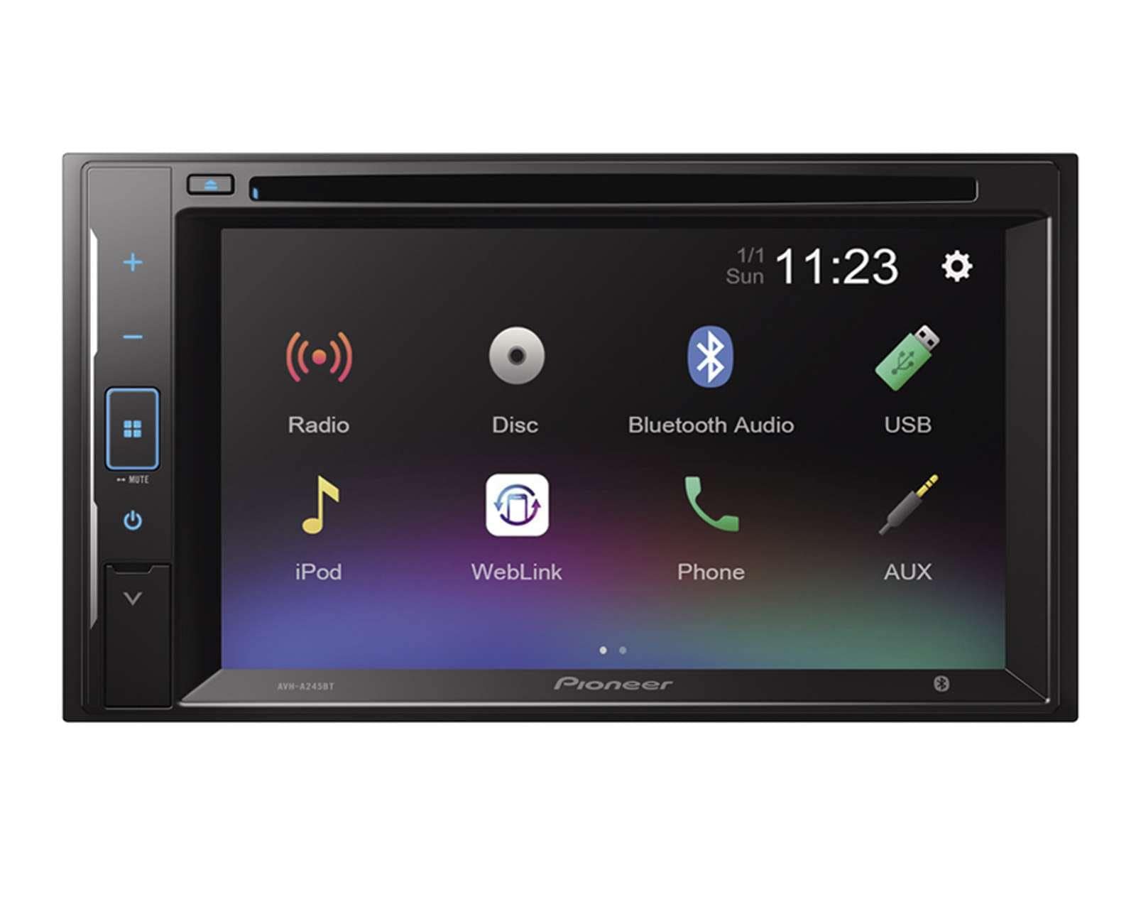 Autoestéreo Pioneer Multimedia con CD AVH-A245BT de 6.2" Compatible con iPhone y Android Negro