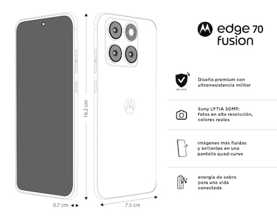Foto 10 | Foto 10 | Telcel Motorola Edge 70 Fusion 256 GB Azul + Audífonos