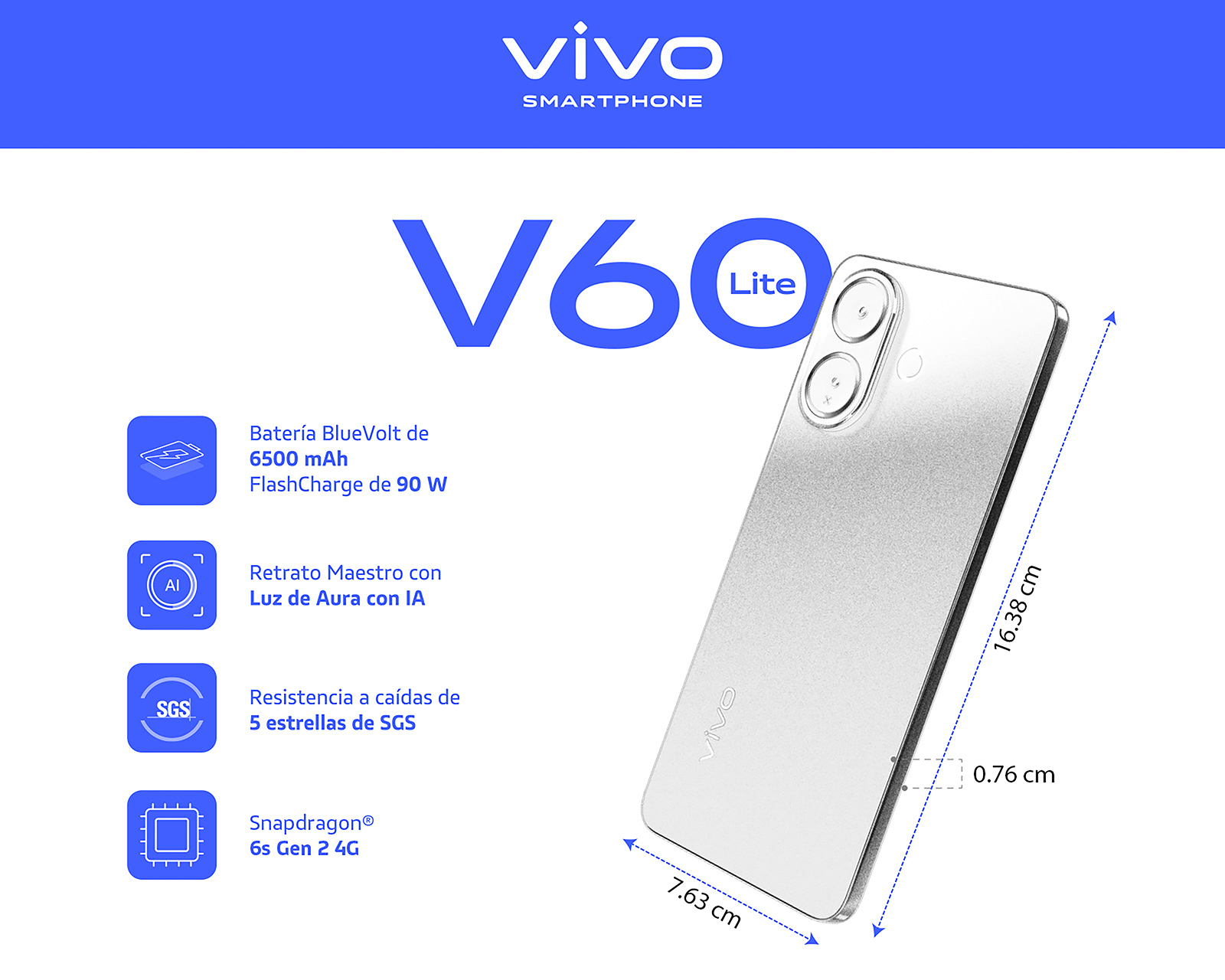 Foto 9 pulgar | Foto 8 | Celular vivo V60 Lite Liberado 256 GB Azul + Audífonos