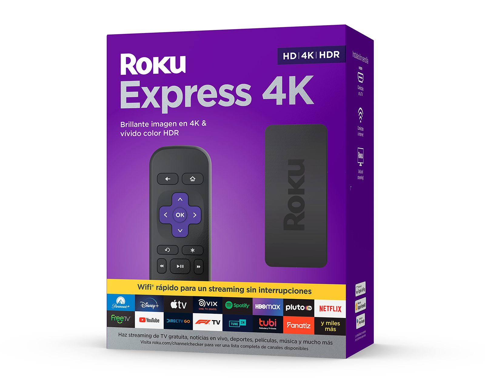 Roku Express 4K Dispositivo de Streaming HD + HDR con Control Remoto y HDMI