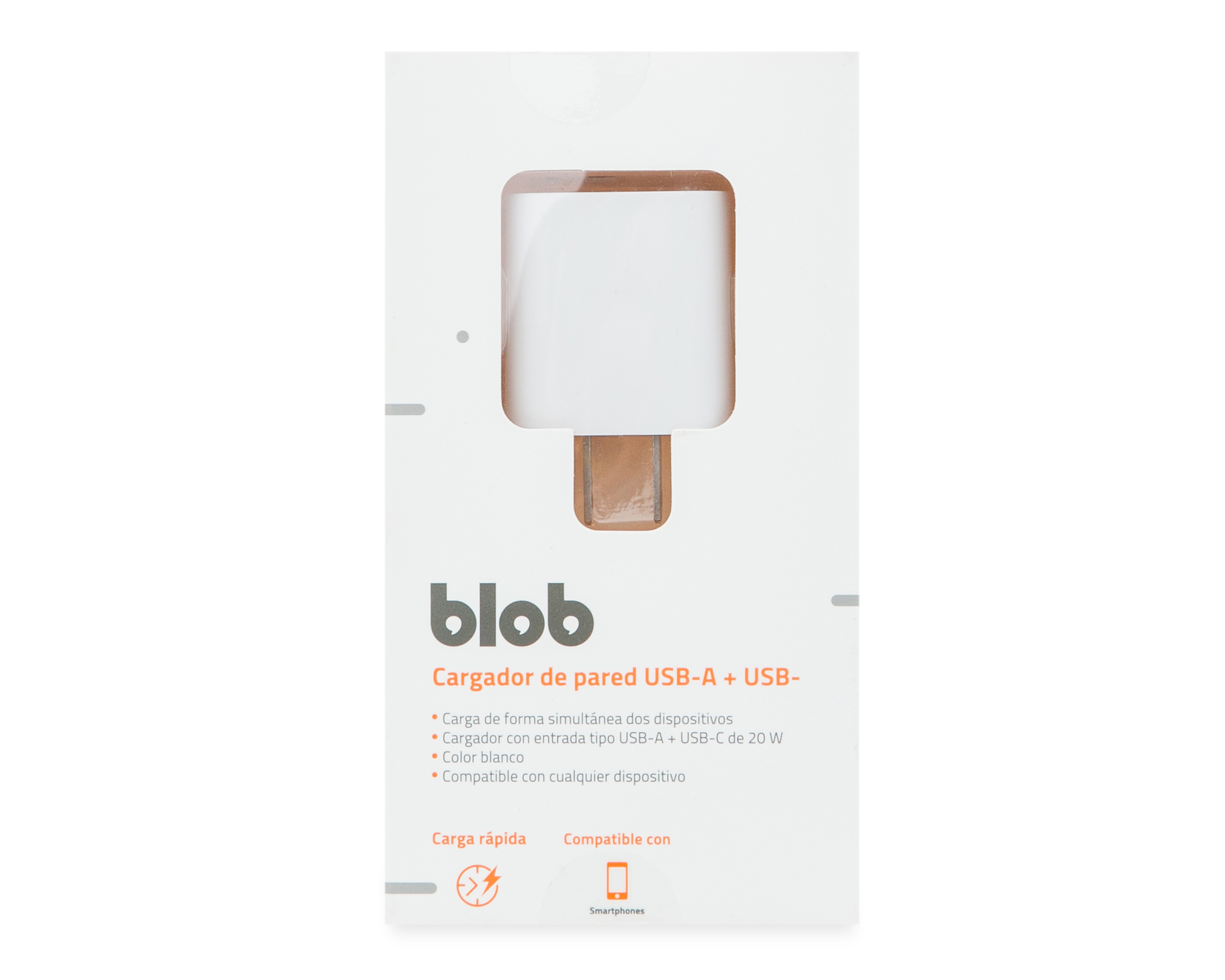 Foto 5 pulgar | Foto 4 | Adaptador de Corriente con Entrada USB-A y USB-C Blob 20 W