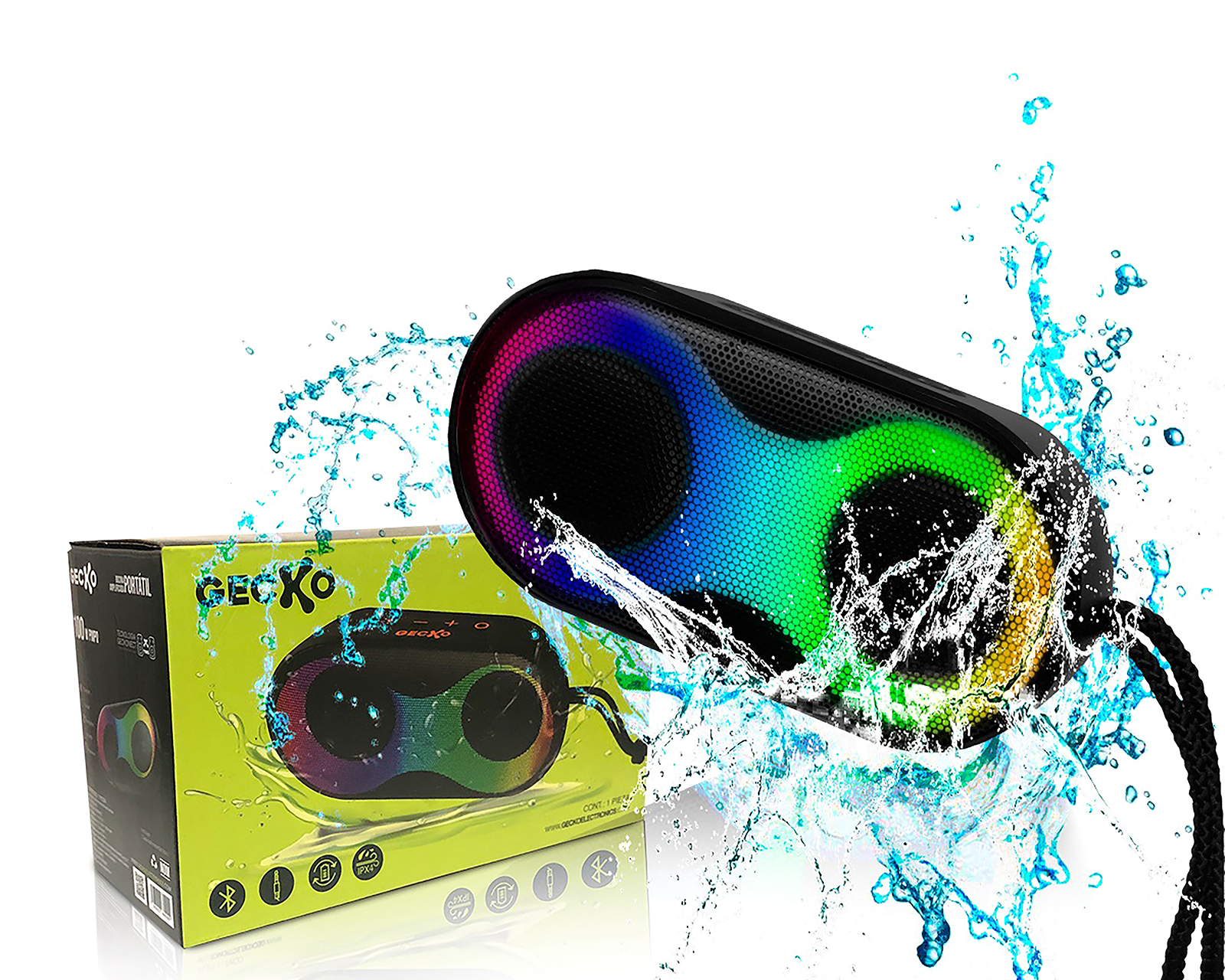 Foto 3 pulgar | Foto 2 | Bocina Bluetooth Portátil Gecko GK-BOOM10 con Luces