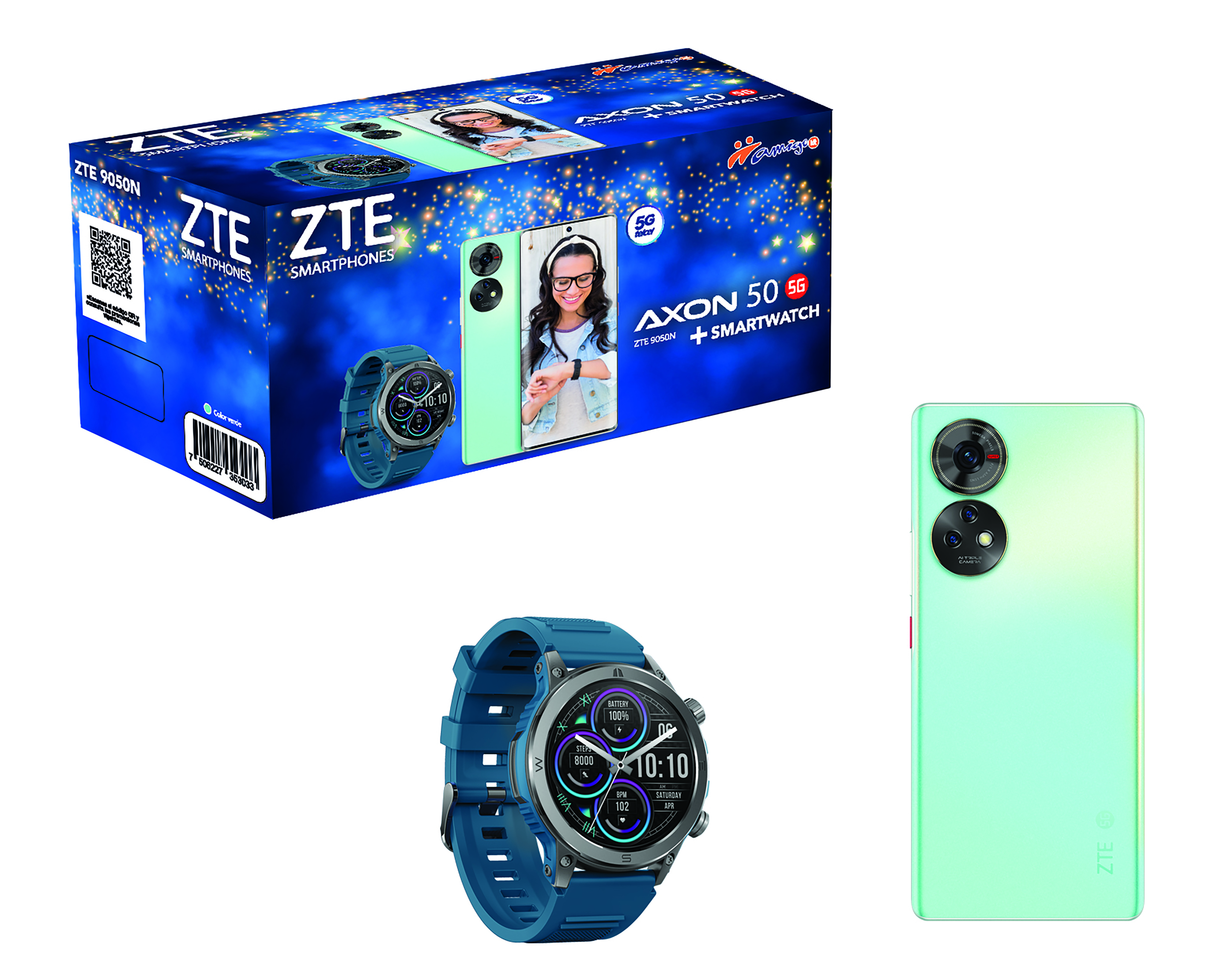 Foto 4 | Foto 4 | Telcel ZTE Axon 50 256 GB Verde + Smartwatch