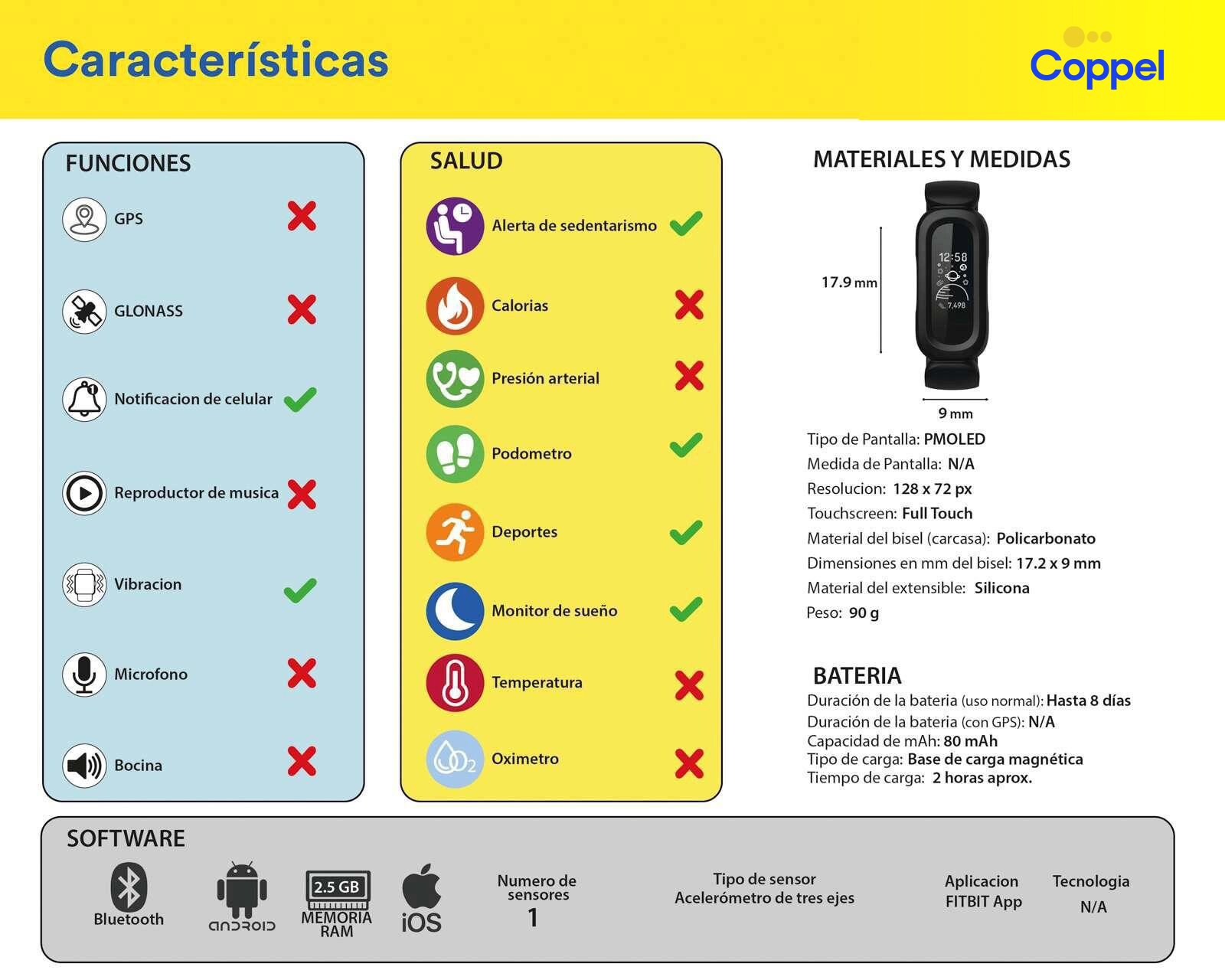 Foto 6 pulgar | Foto 5 | Fitband Fitbit Ace 3 17.9 mm Negra