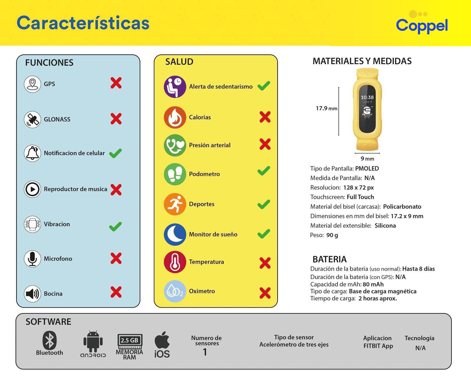 Foto 5 | Foto 5 | Fitband Fitbit Ace 3 Amarilla