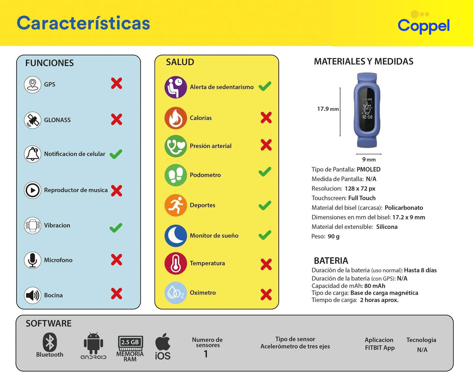 Foto 5 | Foto 5 | Fitband Fitbit Ace 3 Azul