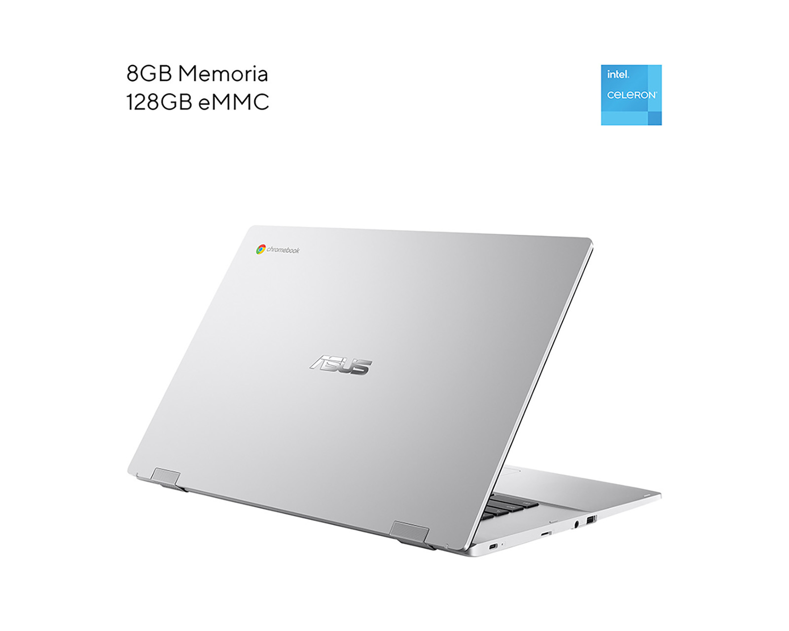 Foto 4 pulgar | Foto 3 | Laptop Asus Chromebook 15.6" Chrome Os Intel Celeron 8 GB RAM 128 GB eMMC Plata