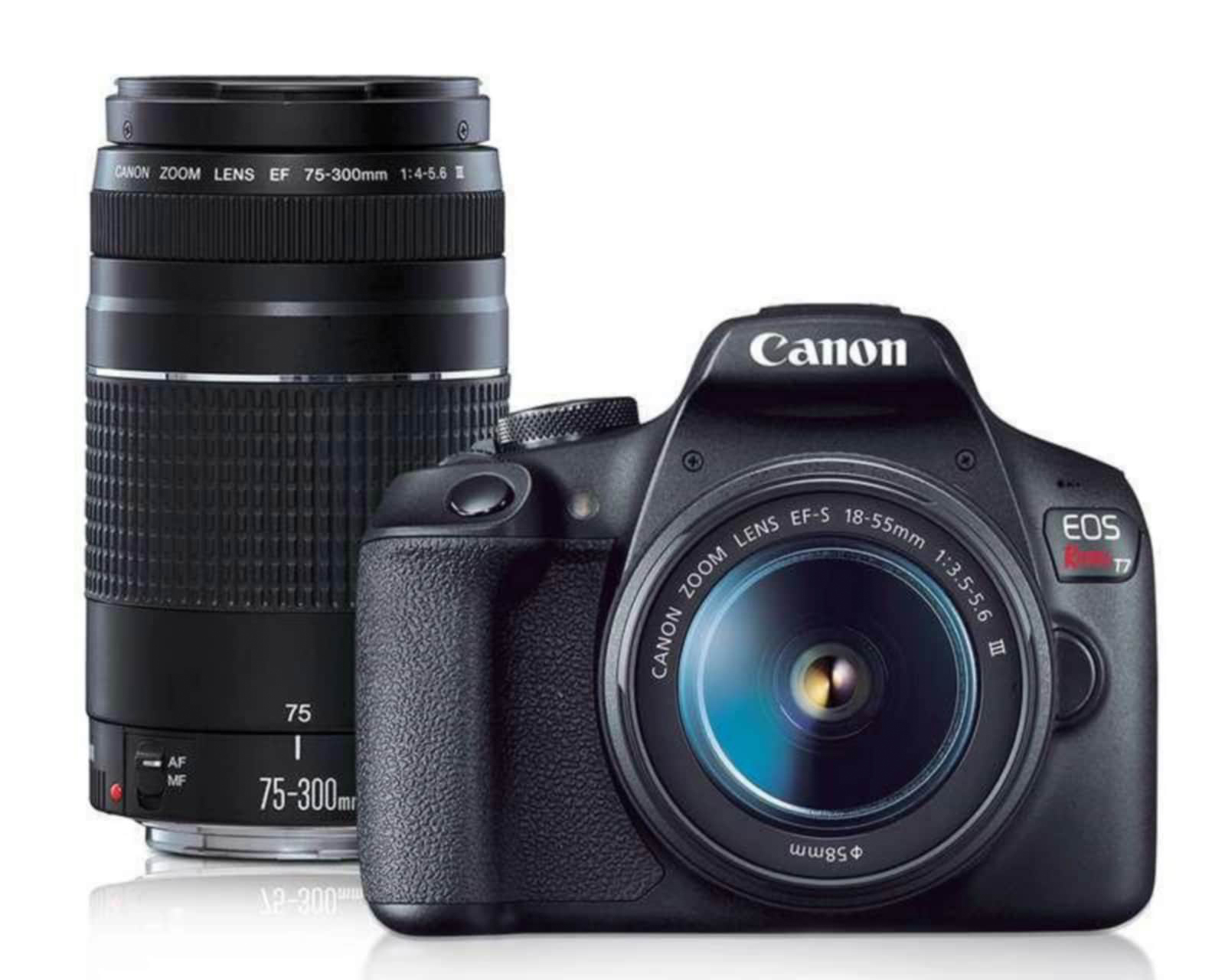 Cámara Canon Eos Rebel T7 con Lentes Ef-s 18-55 mm + Ef 75-300 mm