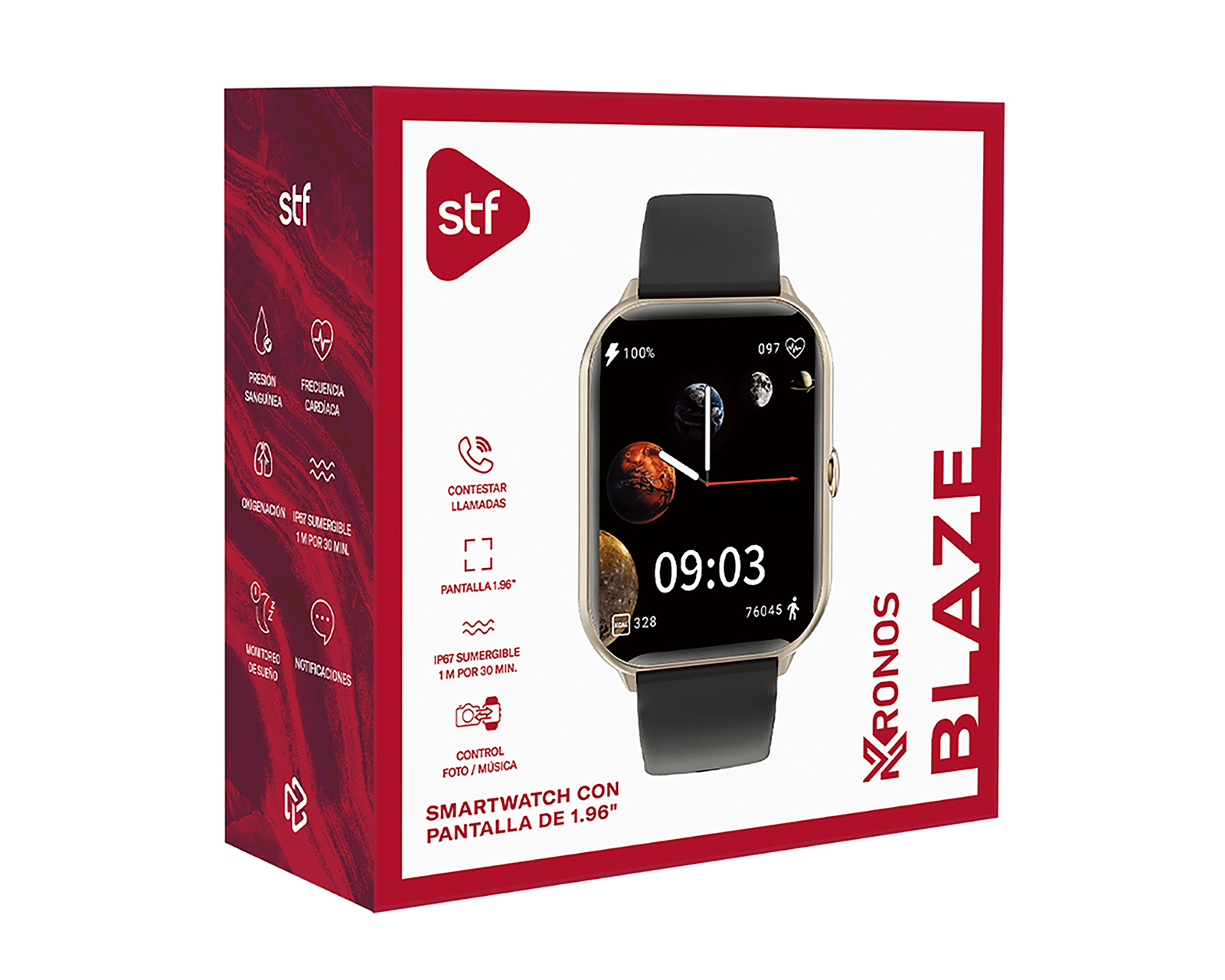 Foto 7 pulgar | Foto 6 | Smartwatch STF Kronos Blaze Negro