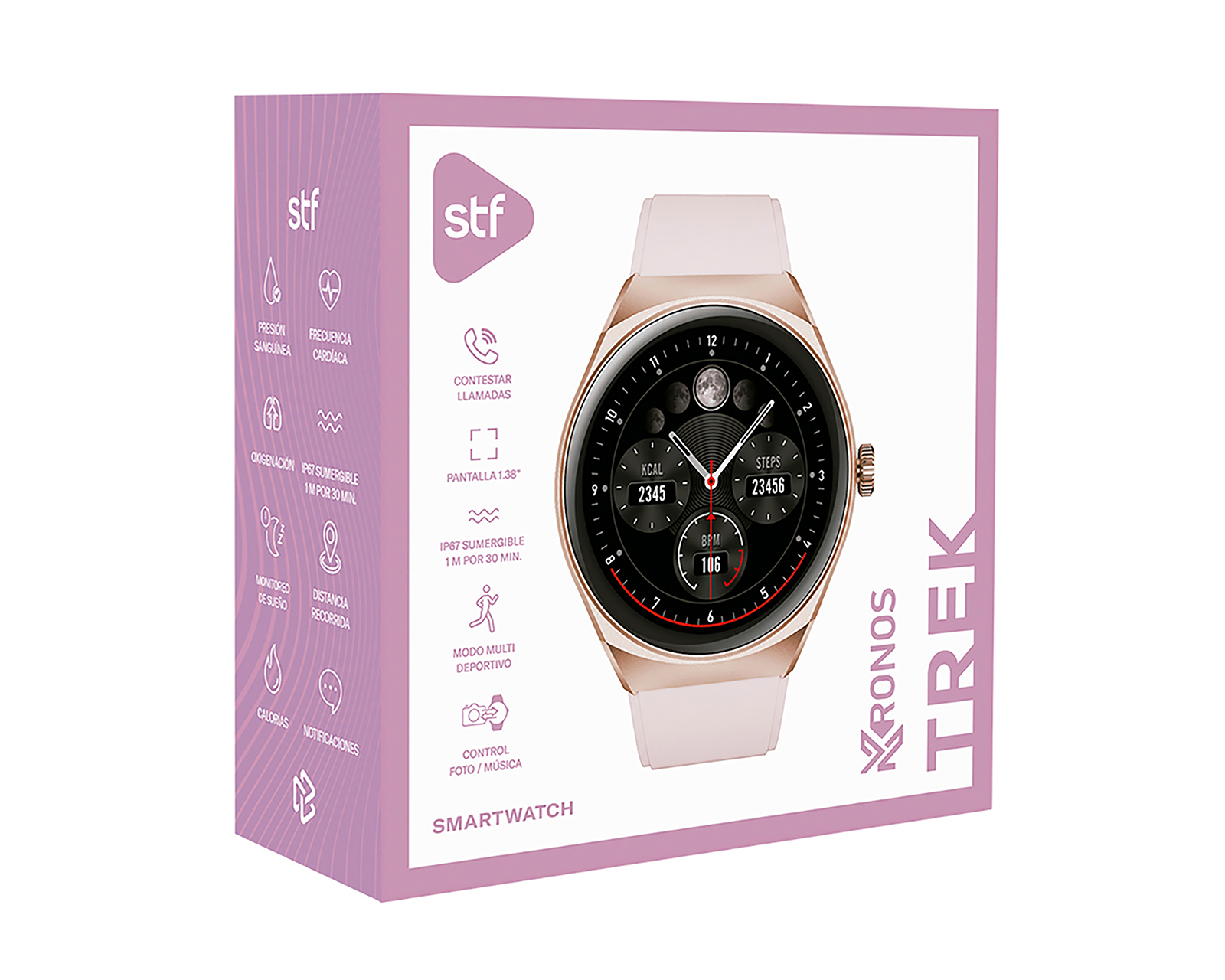 Foto 9 pulgar | Foto 8 | Smartwatch STF Kronos Trek Rosa