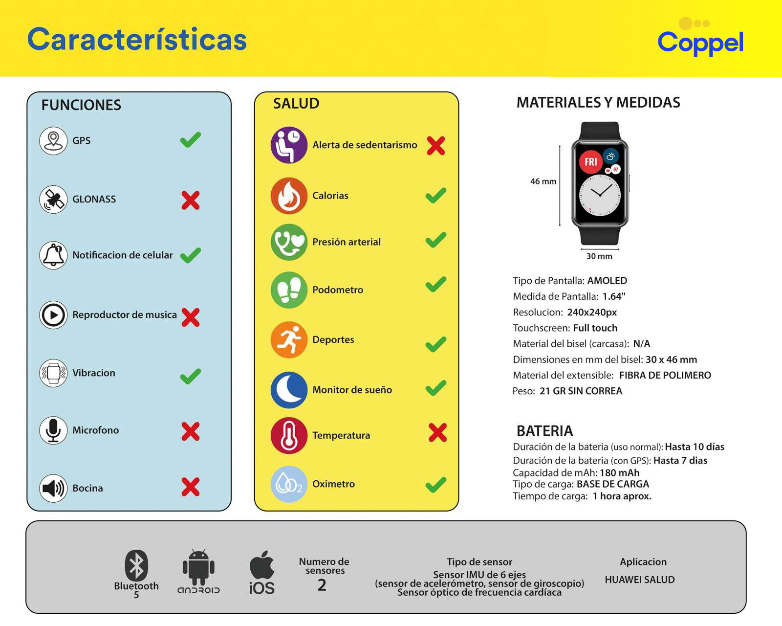 Foto 5 pulgar | Foto 5 | Smartwatch Huawei Watch Fit Negro