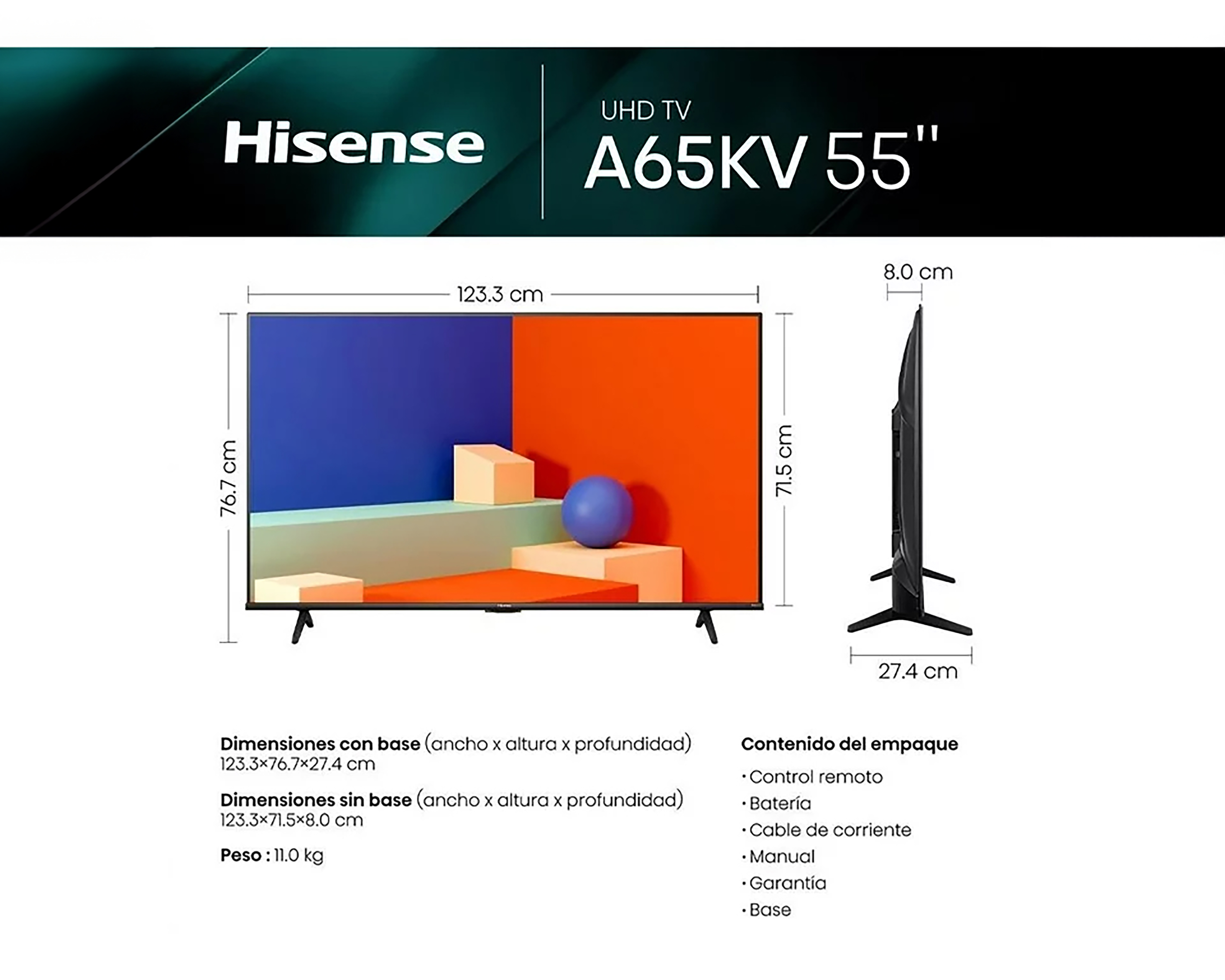 Foto 7 pulgar | Foto 6 | Pantalla Smart TV Hisense LED 55 Pulgadas Ultra HD 4K 55A65KV