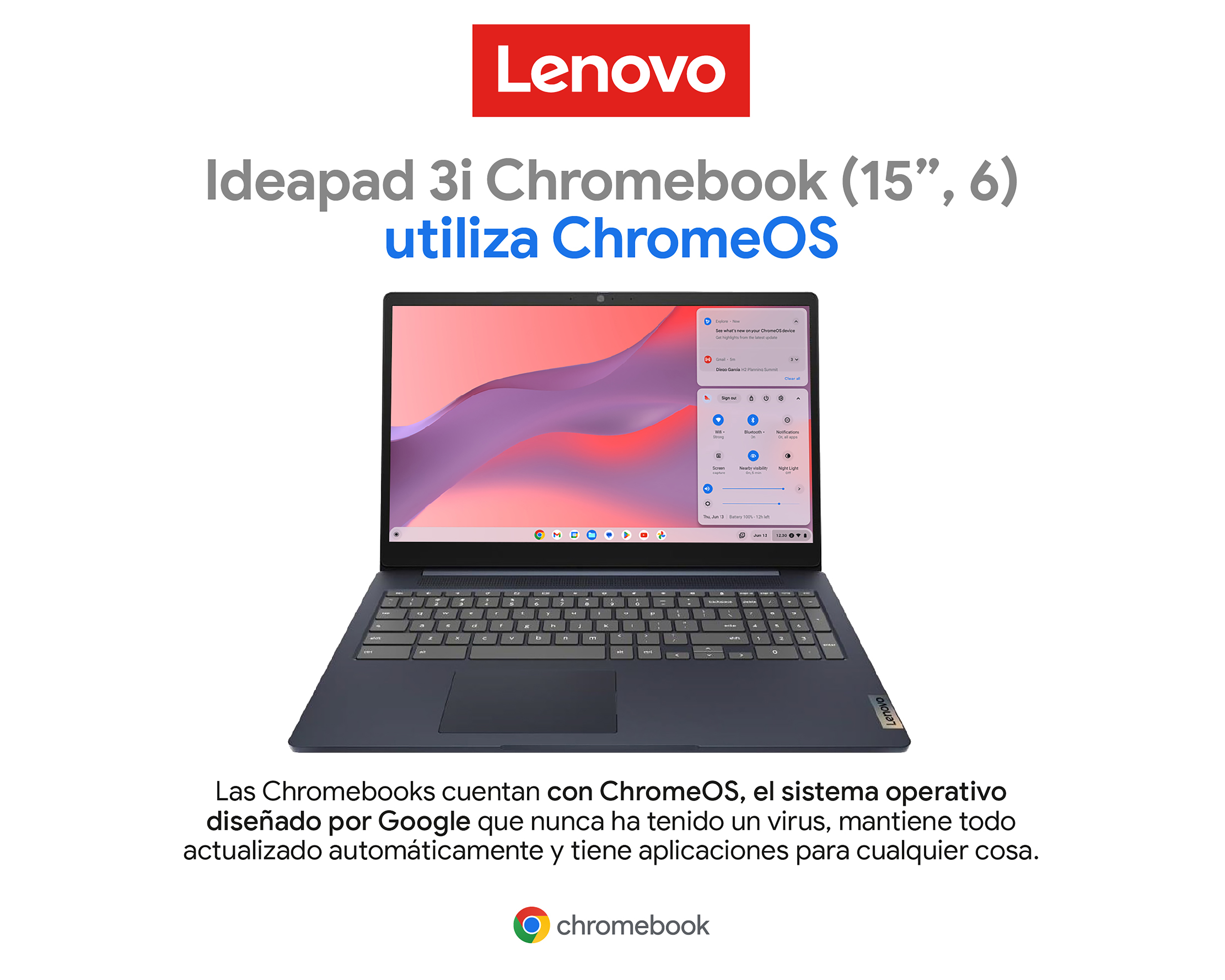 Foto 4 pulgar | Foto 3 | Laptop Lenovo IP 3 Chromebook 15IJL6 Intel Celeron 8 GB RAM 128 GB eMMC Azul