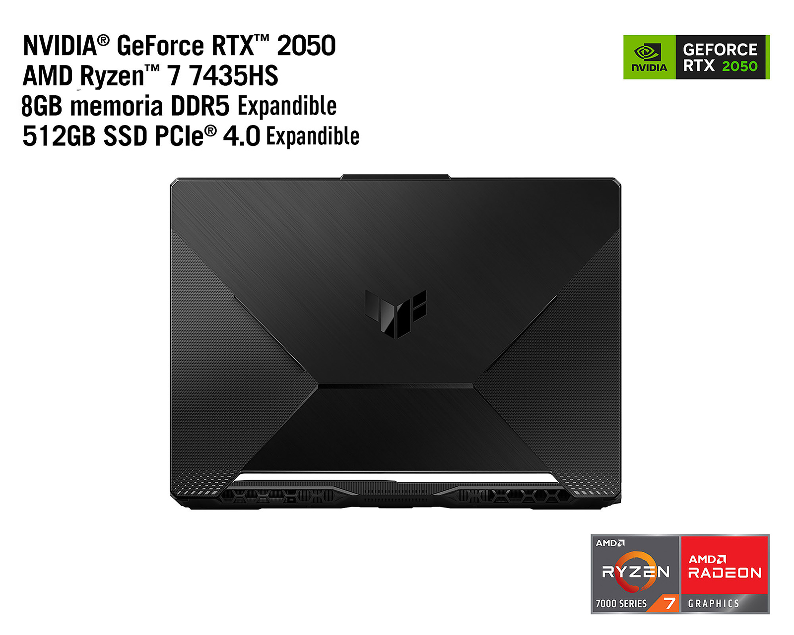 Foto 9 pulgar | Foto 8 | Laptop Gamer Asus 15.6" AMD Ryzen 7 NVIDIA GeForce RTX 2050 8 GB RAM 512 SSD Negro