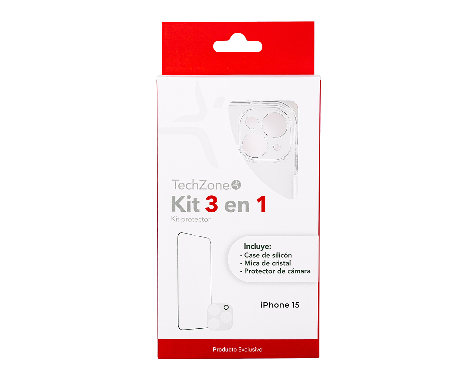 Foto 4 | Foto 4 | Funda, Mica y Protector de Cámara TechZone para iPhone 15 3 Piezas