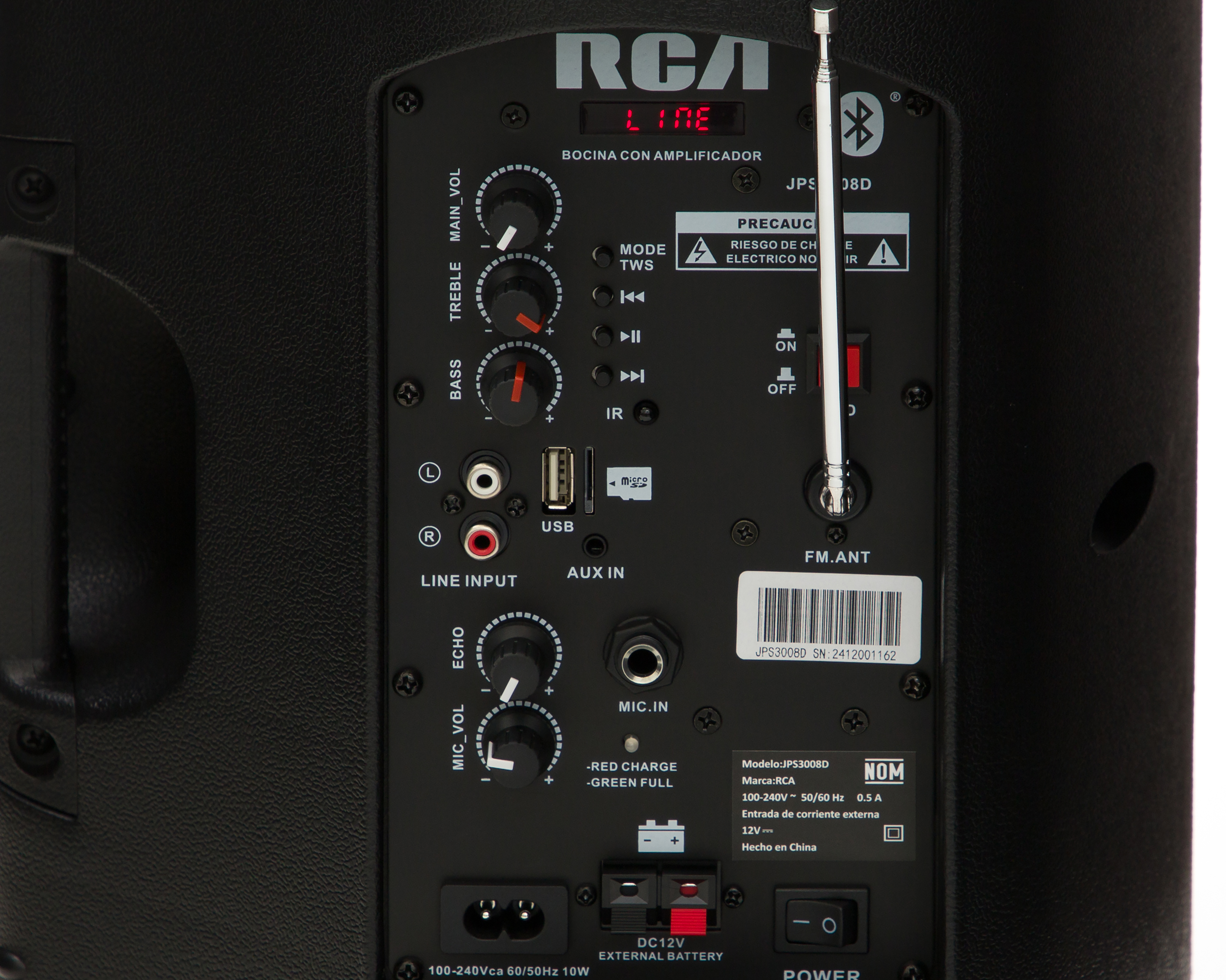 Foto 5 | Foto 5 | Bocina Bluetooth Portátil RCA JPS3008D 50 W Batería Recargable