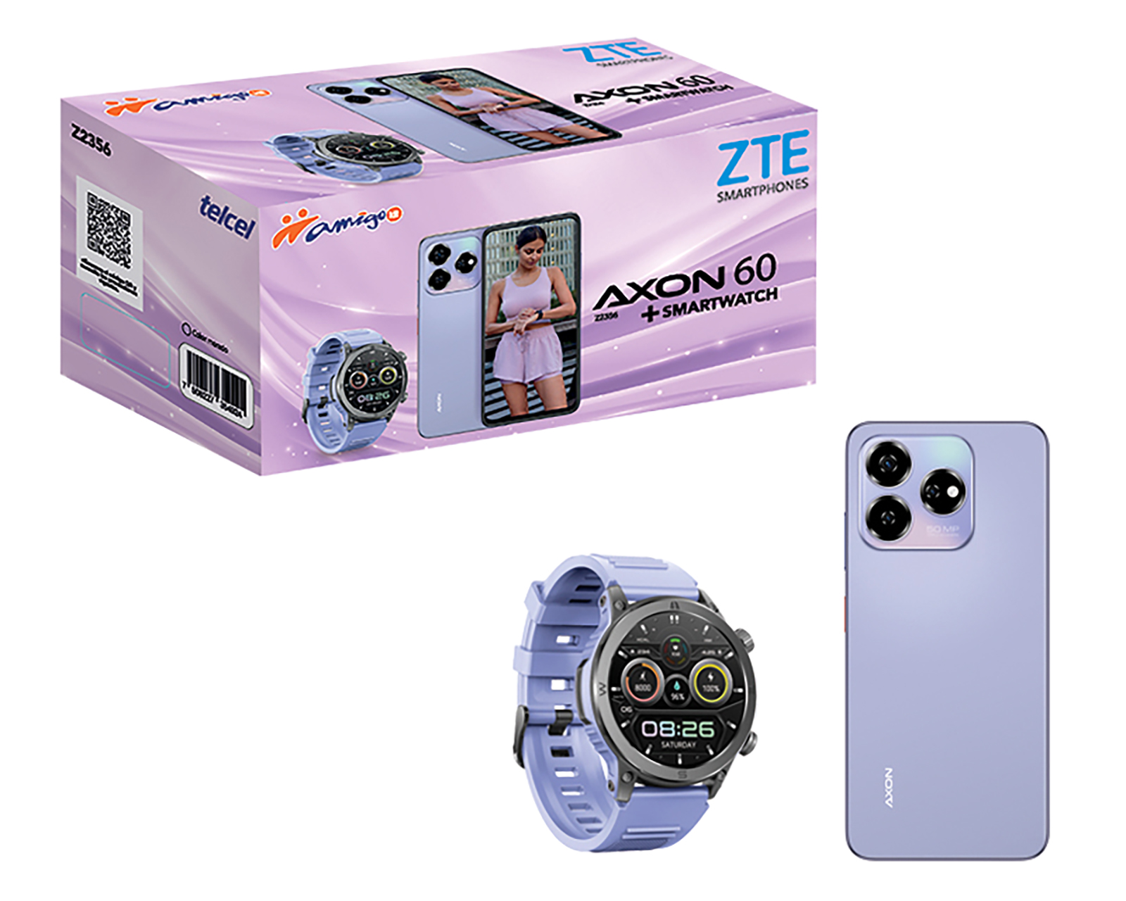 Foto 7 pulgar | Foto 6 | Telcel ZTE Axon 60 256 GB Morado + Smartwatch