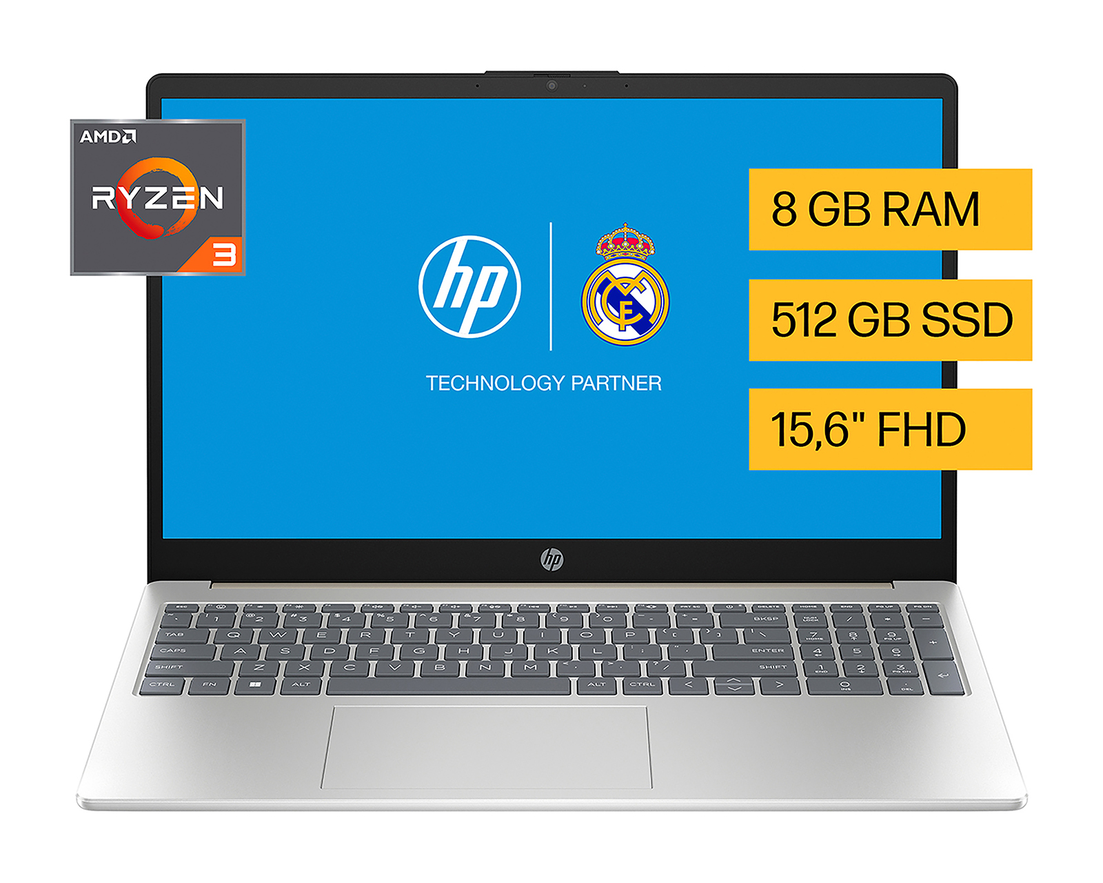 Foto 2 pulgar | Foto 1 | Laptop HP 15-FC0043LA 15.6 Pulgadas Windows 11 AMD Ryzen 3 8 GB RAM 512 GB SSD Dorada
