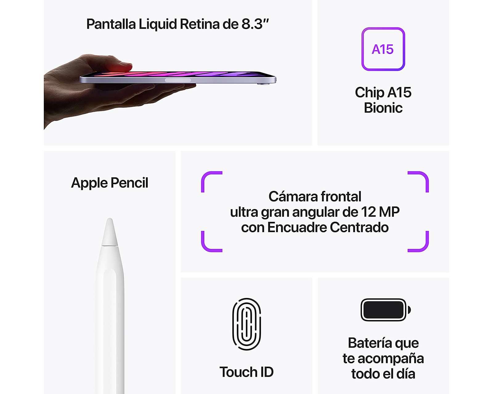 Foto 5 pulgar | Foto 4 | iPad Mini 6 Apple MLWL3LZ/A 8.3 Pulgadas 64 GB Wi-Fi y Bluetooth iPadOS Rosa