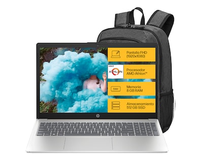 Foto 1 | Foto 1 | Laptop HP 15-fc0069la 15.6 Pulgadas Windows 11 AMD Athlon Silver 8 GB RAM 512 GB SSD Dorado + Mochila
