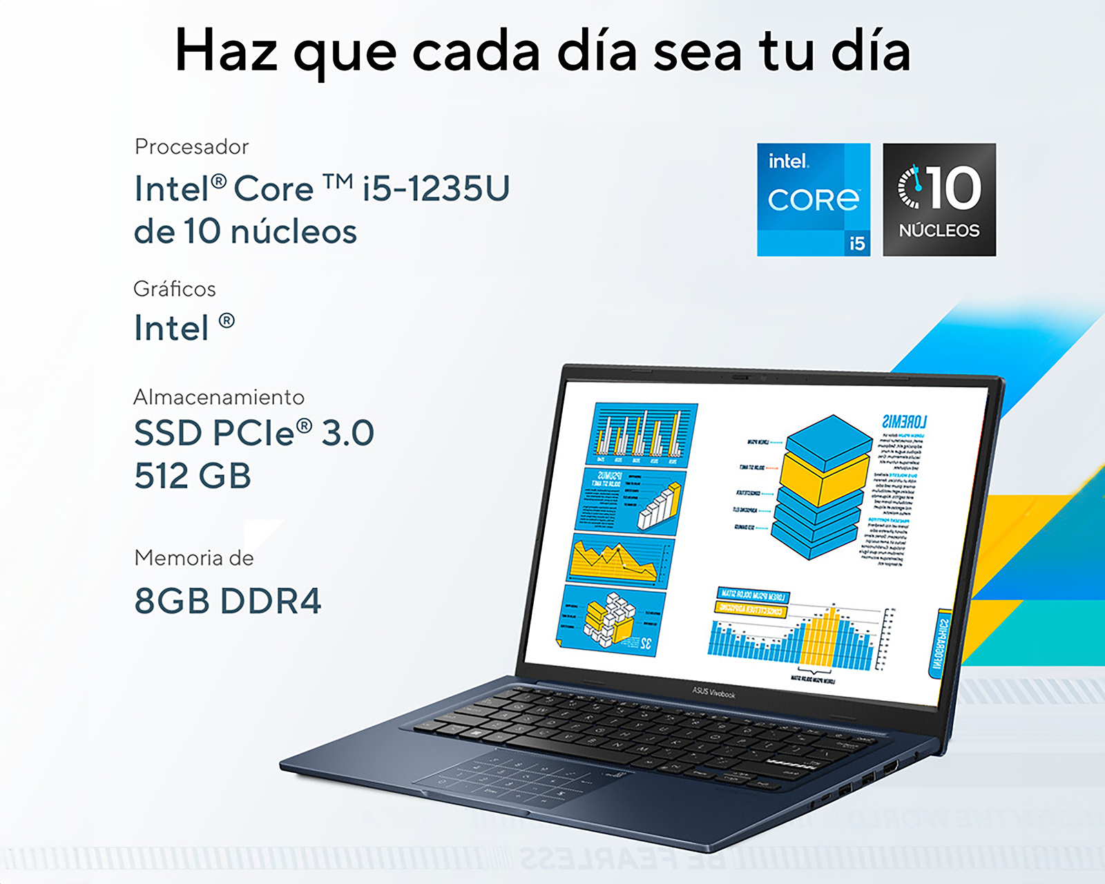 Foto 3 pulgar | Foto 2 | Laptop Asus x1404ZA-NK148W 14 Pulgadas Intel Core I5 8 GB RAM 512 GB SSD Azul