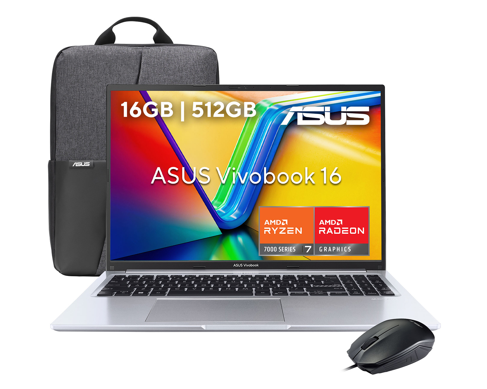 Foto 2 pulgar | Foto 1 | Laptop Asus D1605YA-MB470W 16 Pulgadas AMD Ryzen 7 16 GB RAM 512 GB SSD Plateada