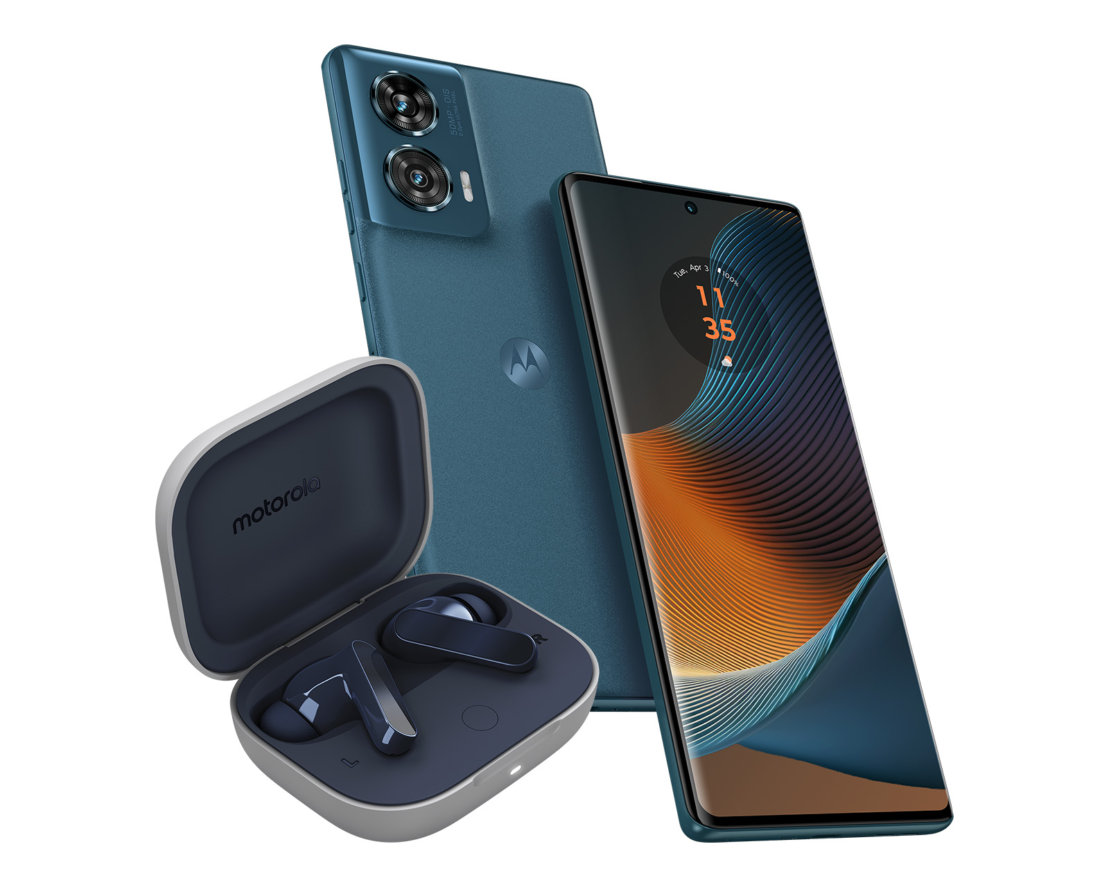 Foto 2 pulgar | Foto 1 | AT&T/Unefon Motorola Moto Edge 50 Fusion 256 GB Verde + Moto Buds