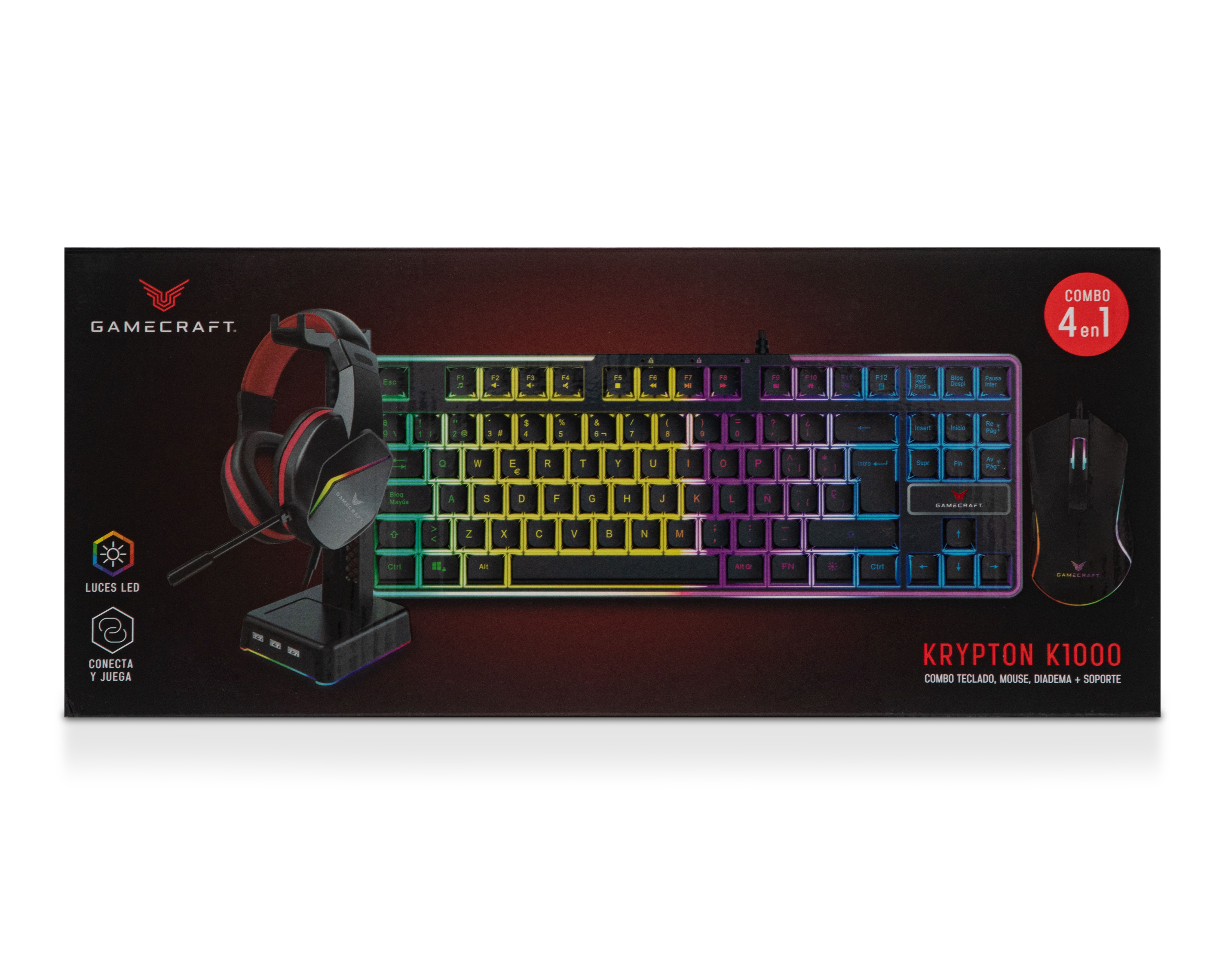 Foto 7 pulgar | Foto 6 | Combo de Teclado Mouse y Audífonos Gamer Alámbrico Gamecraft Krypton K1000 4 Piezas