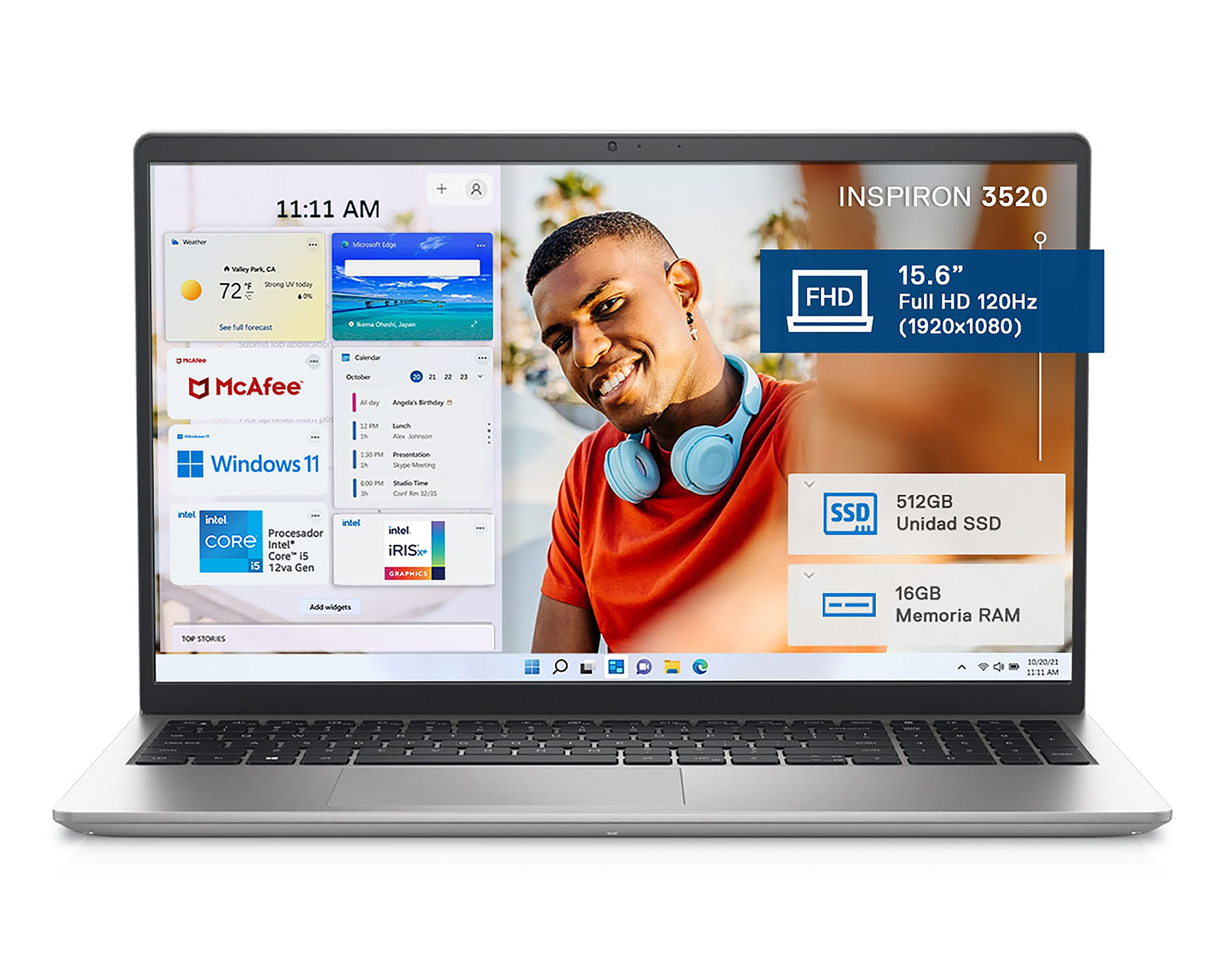 Foto 2 pulgar | Foto 1 | Laptop Dell Inspiron 3520 15.6 Pulgadas Windows 11 Intel Core i5 16 GB RAM  512 GB SSD Plateada
