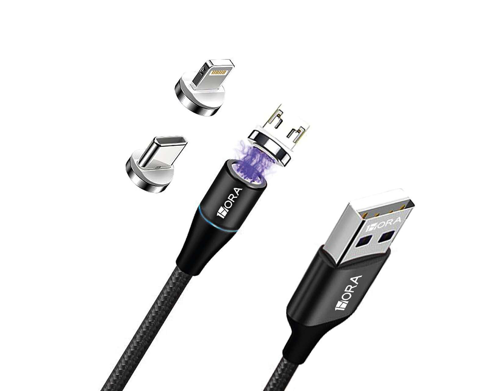 Foto 2 pulgar | Foto 1 | Cable Magnético 1 Hora Tipo C/ Micro USB/ Lightning de 1 M
