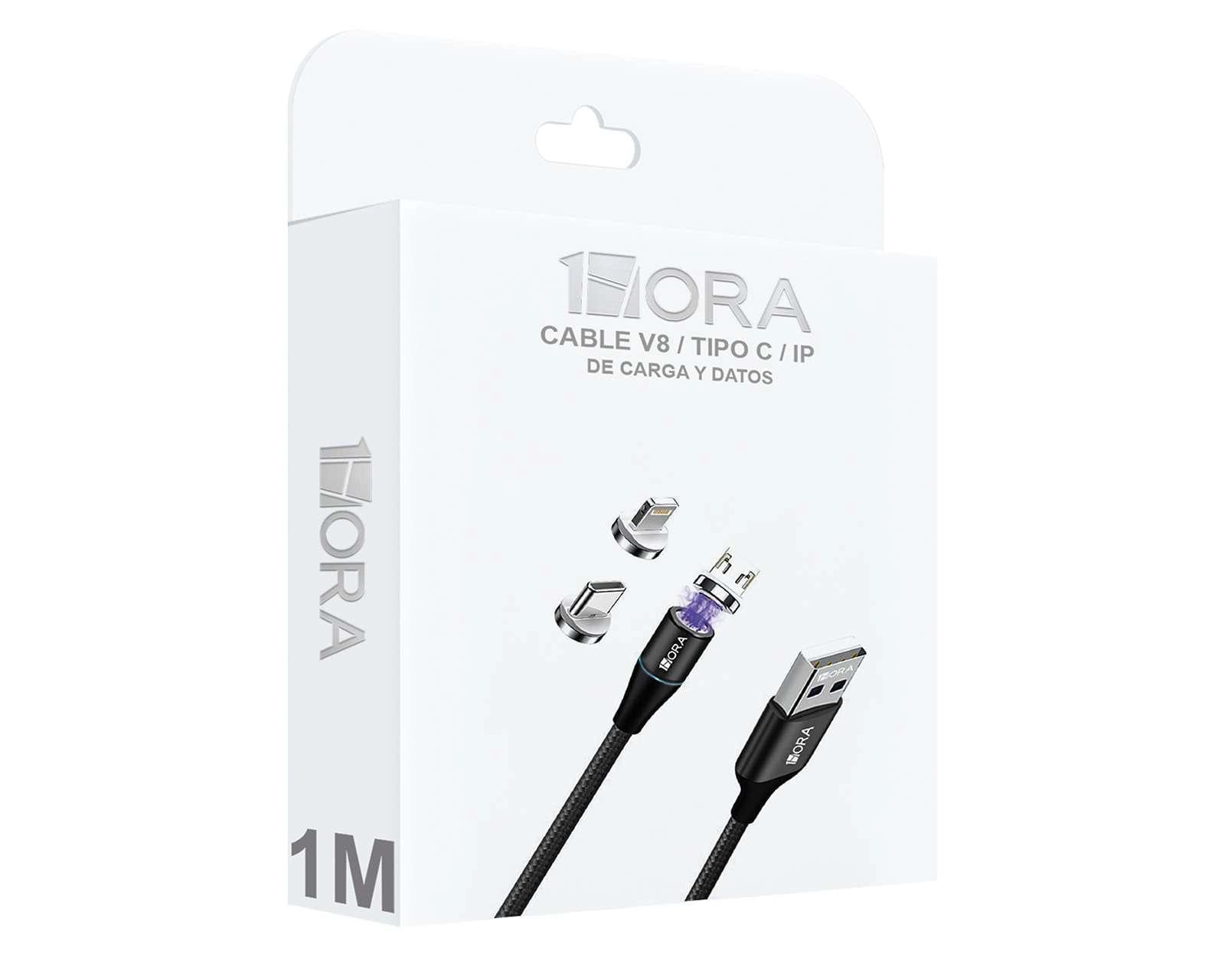 Foto 3 pulgar | Foto 2 | Cable Magnético 1 Hora Tipo C/ Micro USB/ Lightning de 1 M