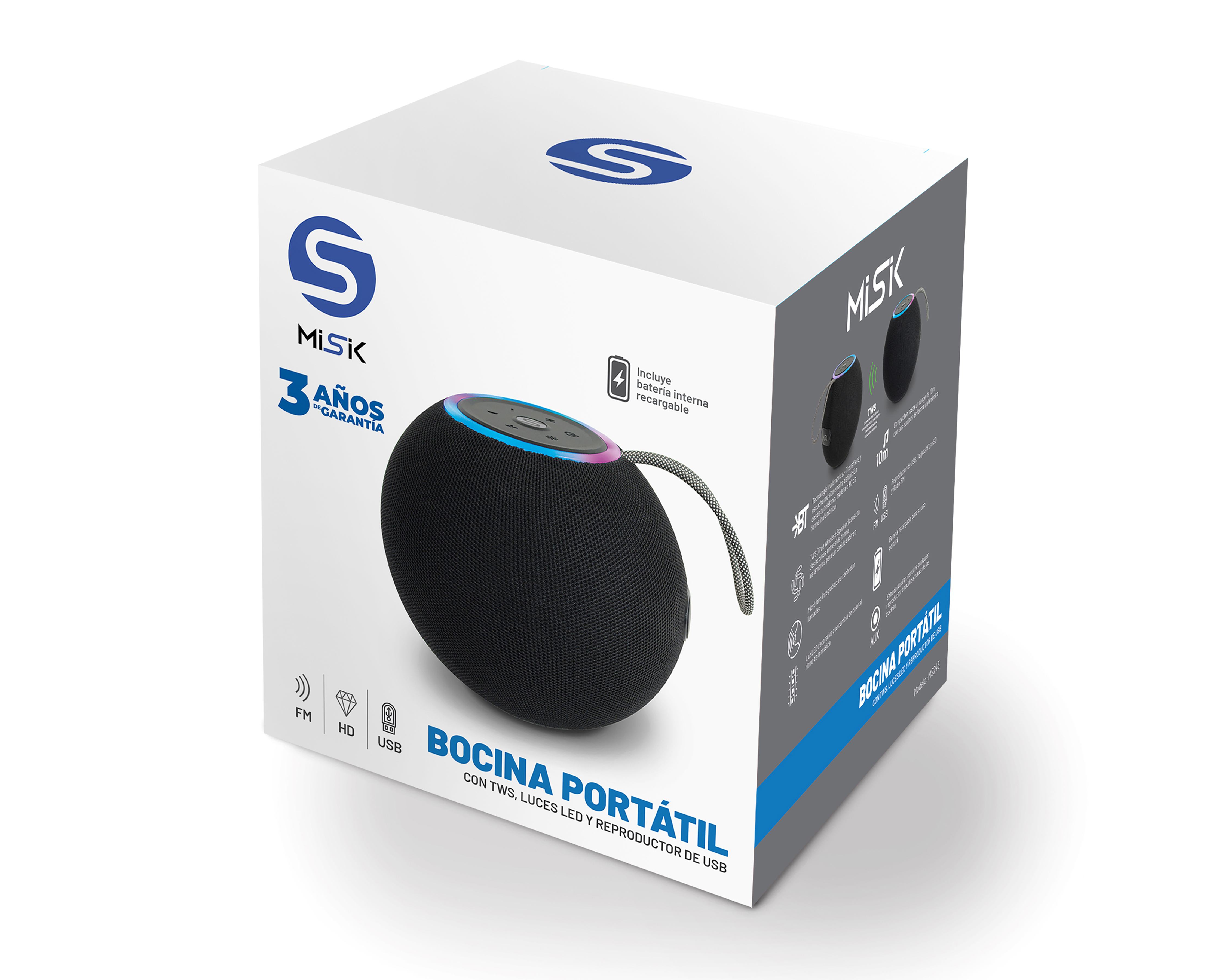 Foto 4 pulgar | Foto 3 | Bocina Bluetooth Misik  MS243 16 W con Luz LED