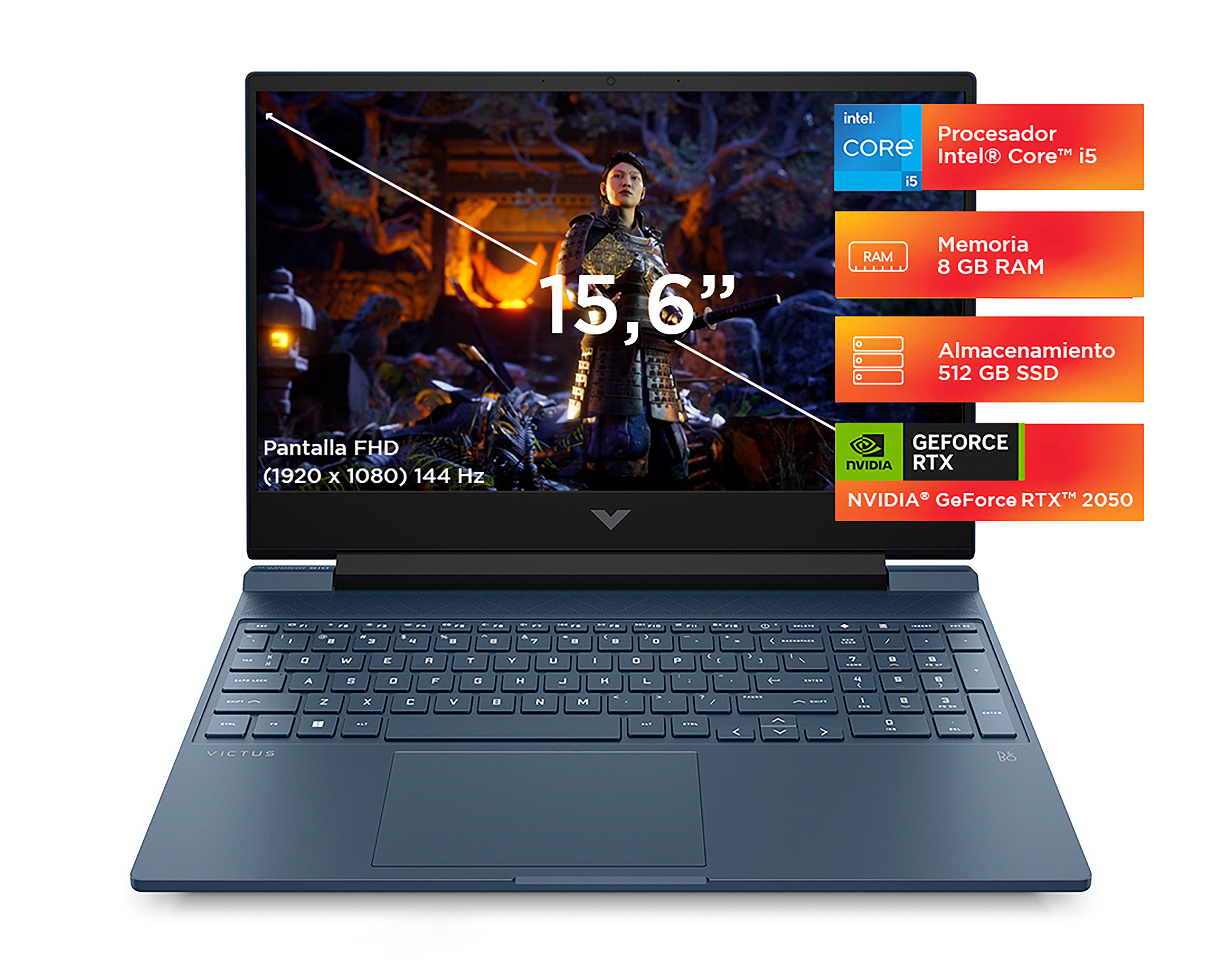 Foto 1 | Foto 1 | Laptop Gamer HP Victus15-FA1090LA 15.6 Pulgadas Intel Core i5 NVIDIA GeForce RTX 2050 8 GB RAM 512 GB SSD Azul
