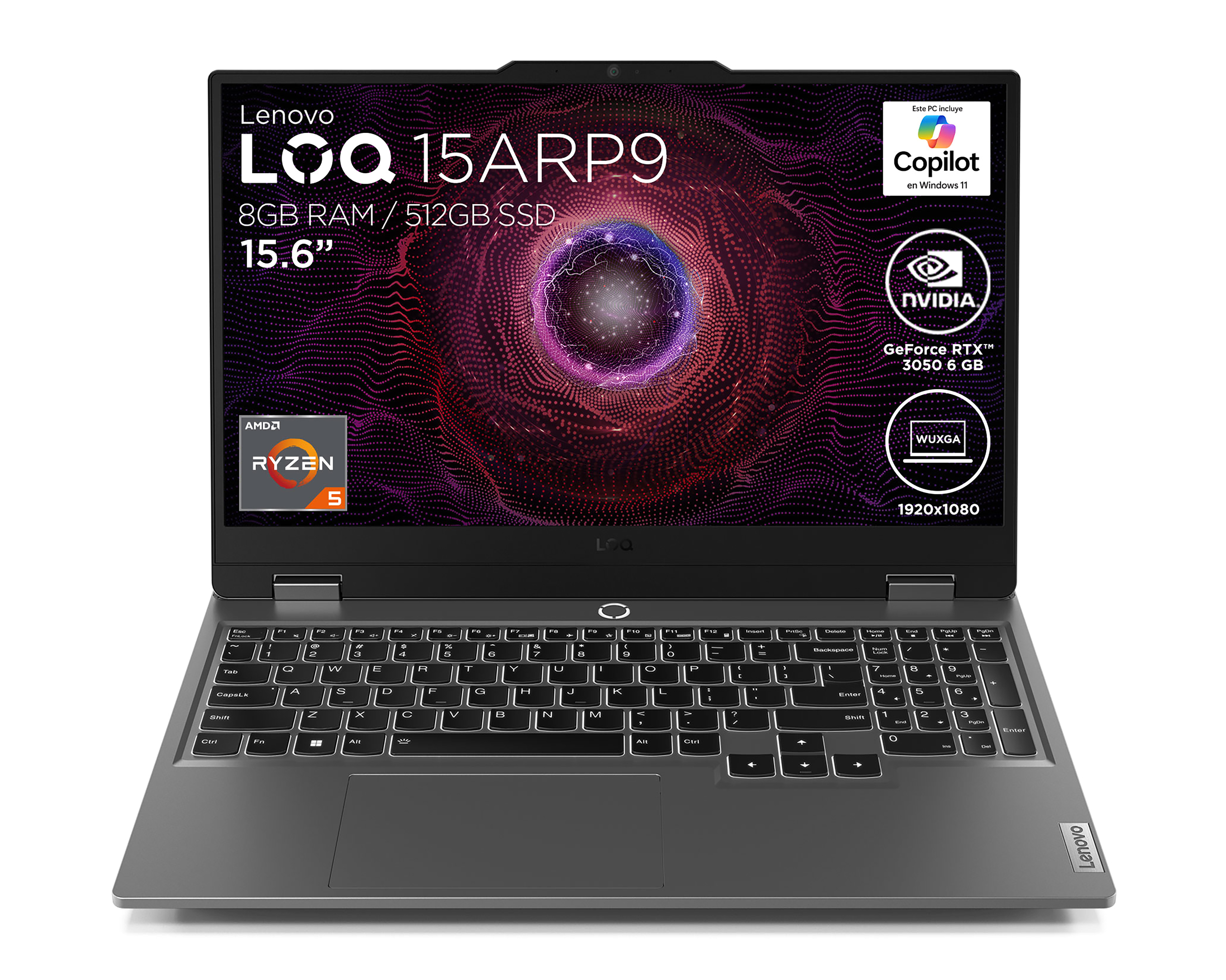 Laptop Gamer Lenovo LOQ 15ARP9 15.6 Pulgadas Windows 11 AMD Ryzen 5 NVIDIA GeForce RTX 3050 8 GB RAM 512 GB SSD Gris