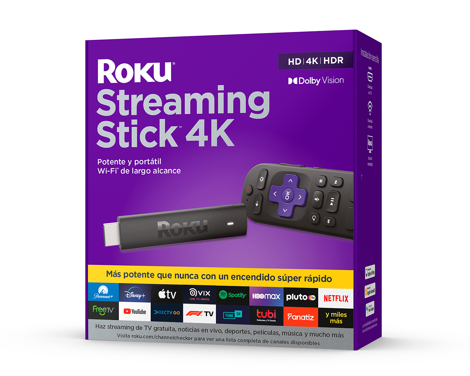 Roku Streaming Stick 4K HDR/Dolby Vision con Control Remoto