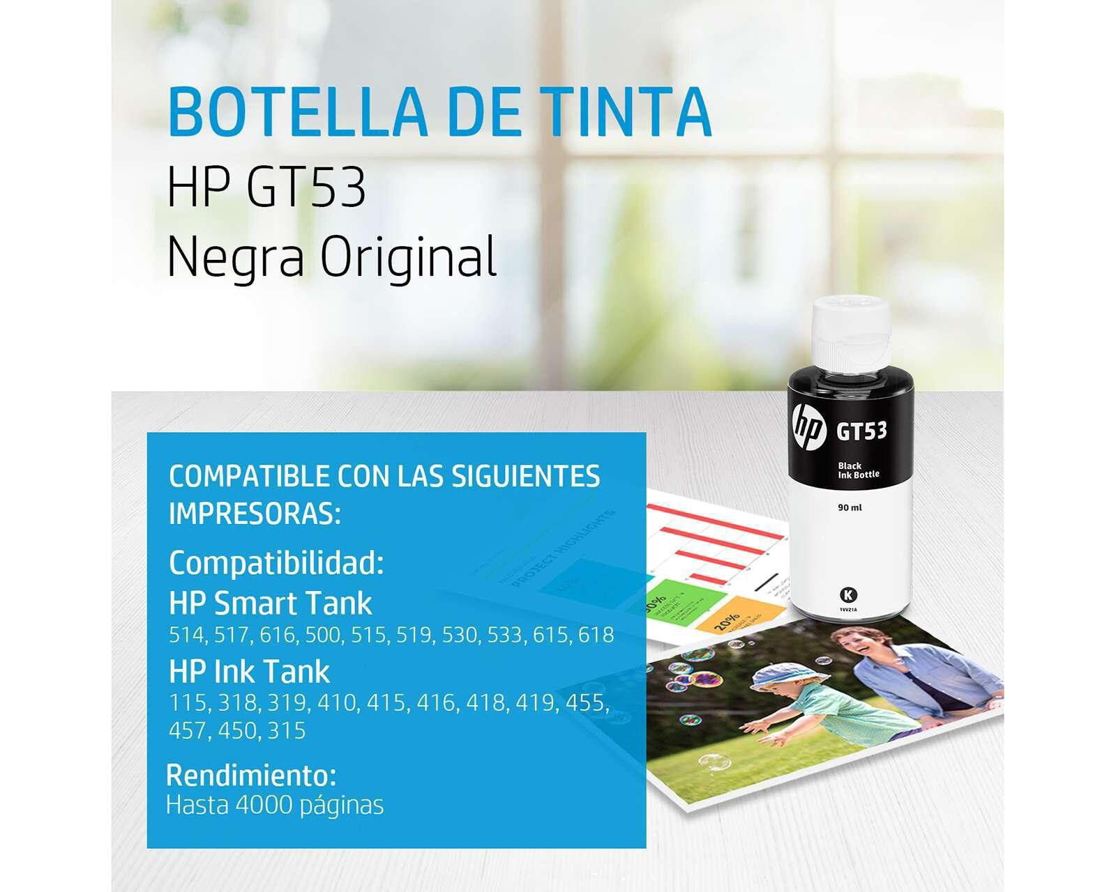 Foto 2 | Foto 2 | Botella de Tinta Original HP GT53 1VV22AL Negro