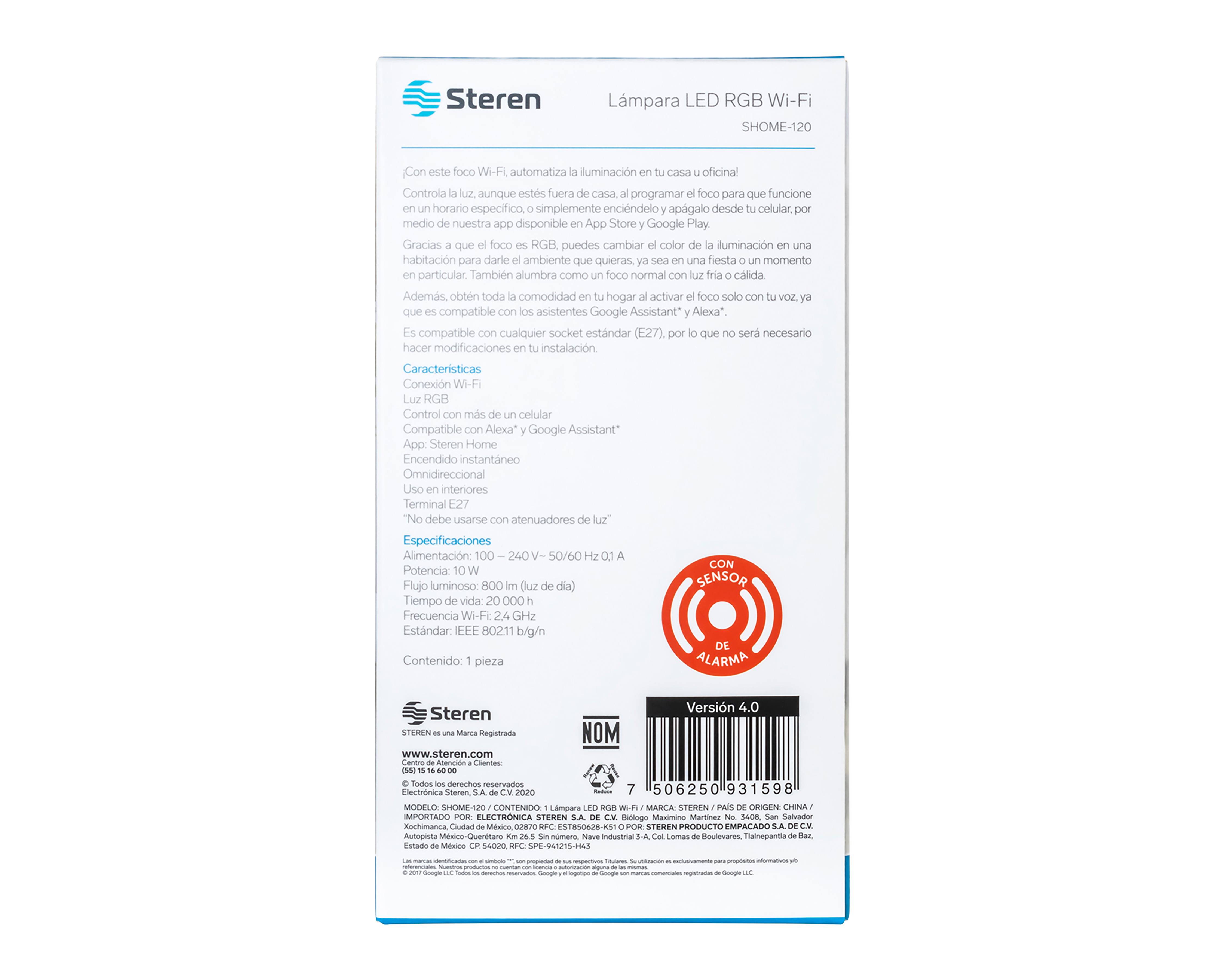 Foto 3 | Foto 3 | Foco Inteligente Led Steren SHOME 120 Multicolor