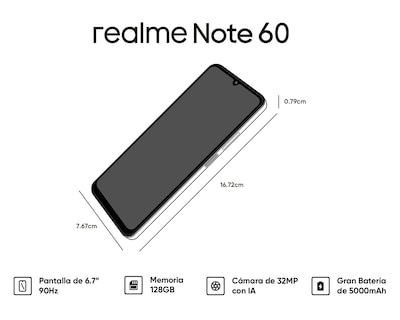 Foto 8 | Foto 8 | Telcel Realme Note 60 128 GB Azul