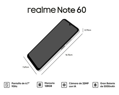 Foto 8 | Foto 8 | Telcel Realme Note 60 128 GB Negro