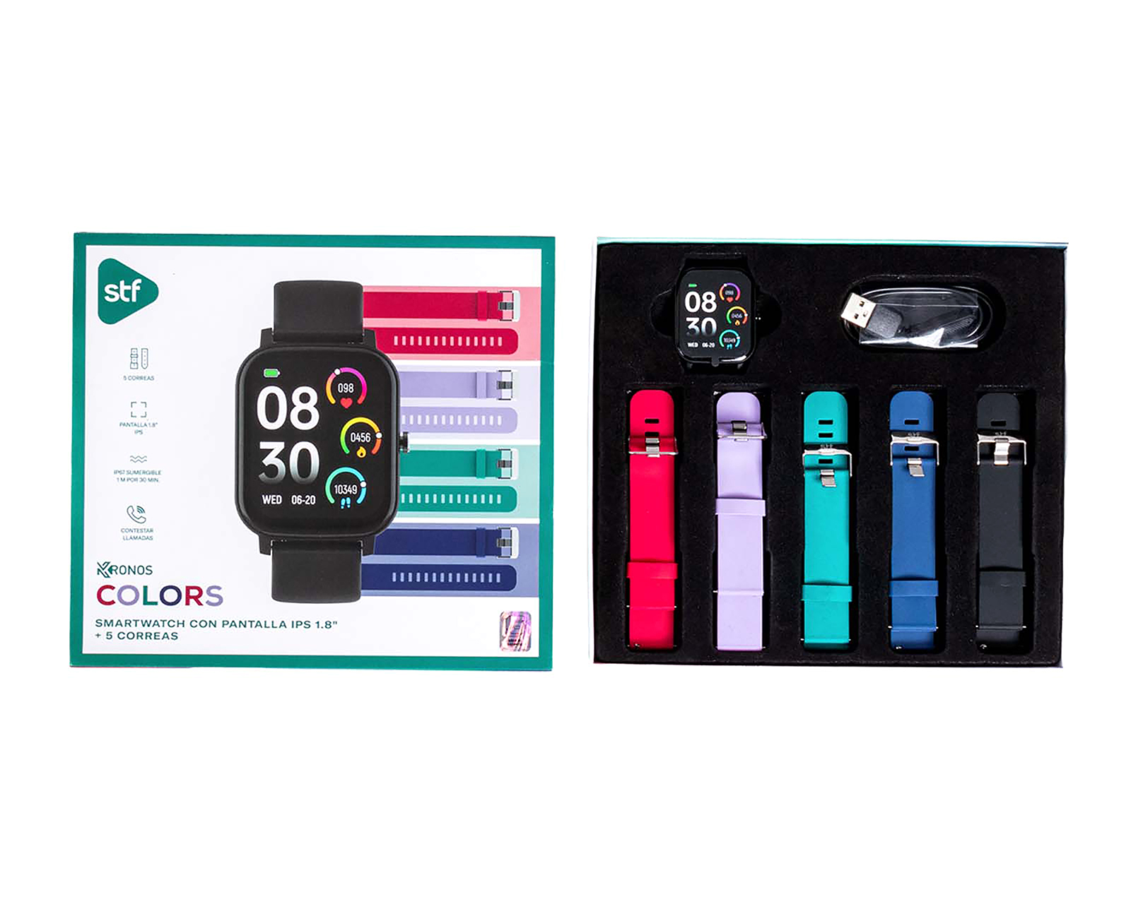 Foto 5 pulgar | Foto 4 | Smartwatch STF Kronos Colors Resistente al Agua Negro