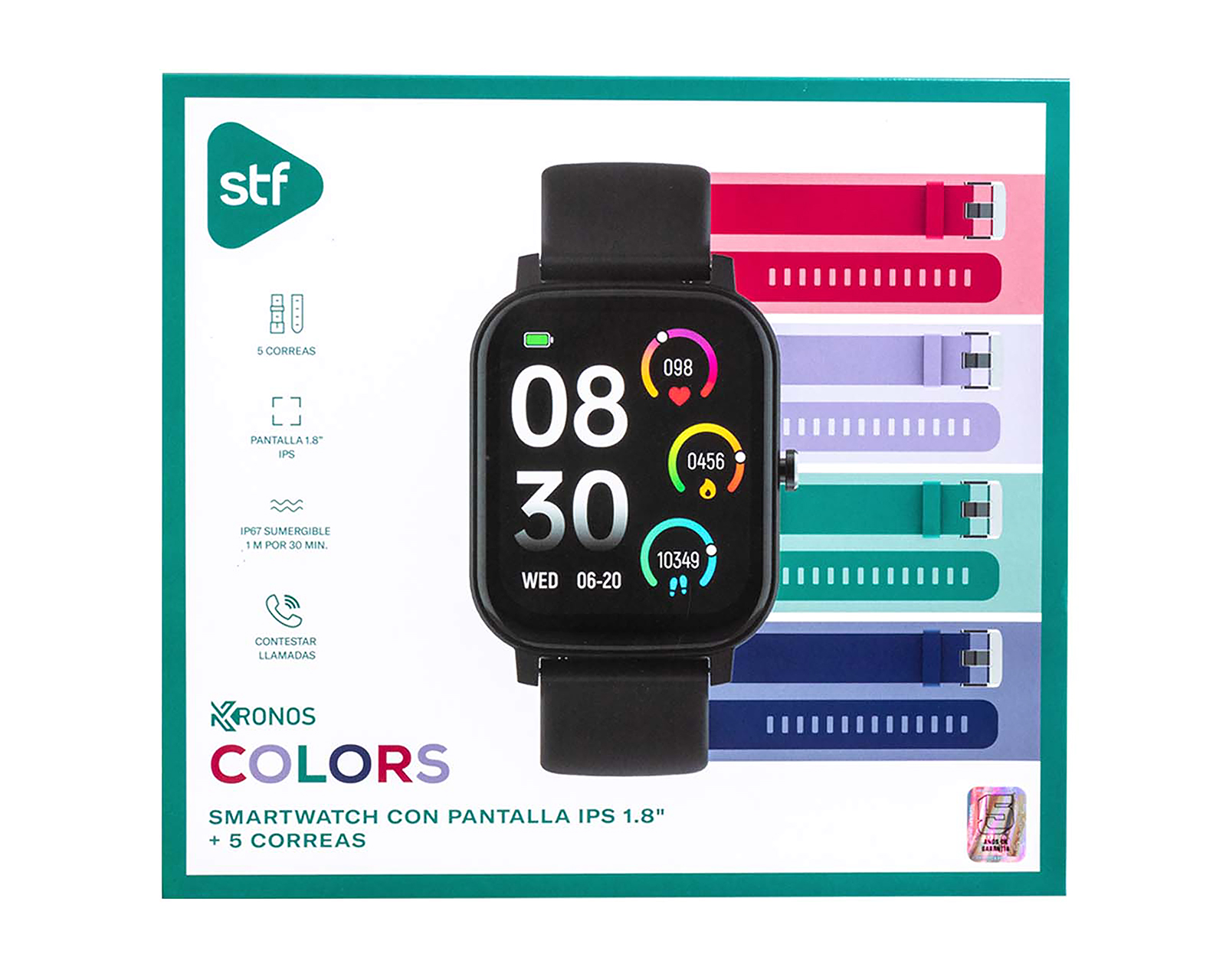 Foto 7 pulgar | Foto 6 | Smartwatch STF Kronos Colors Resistente al Agua Negro