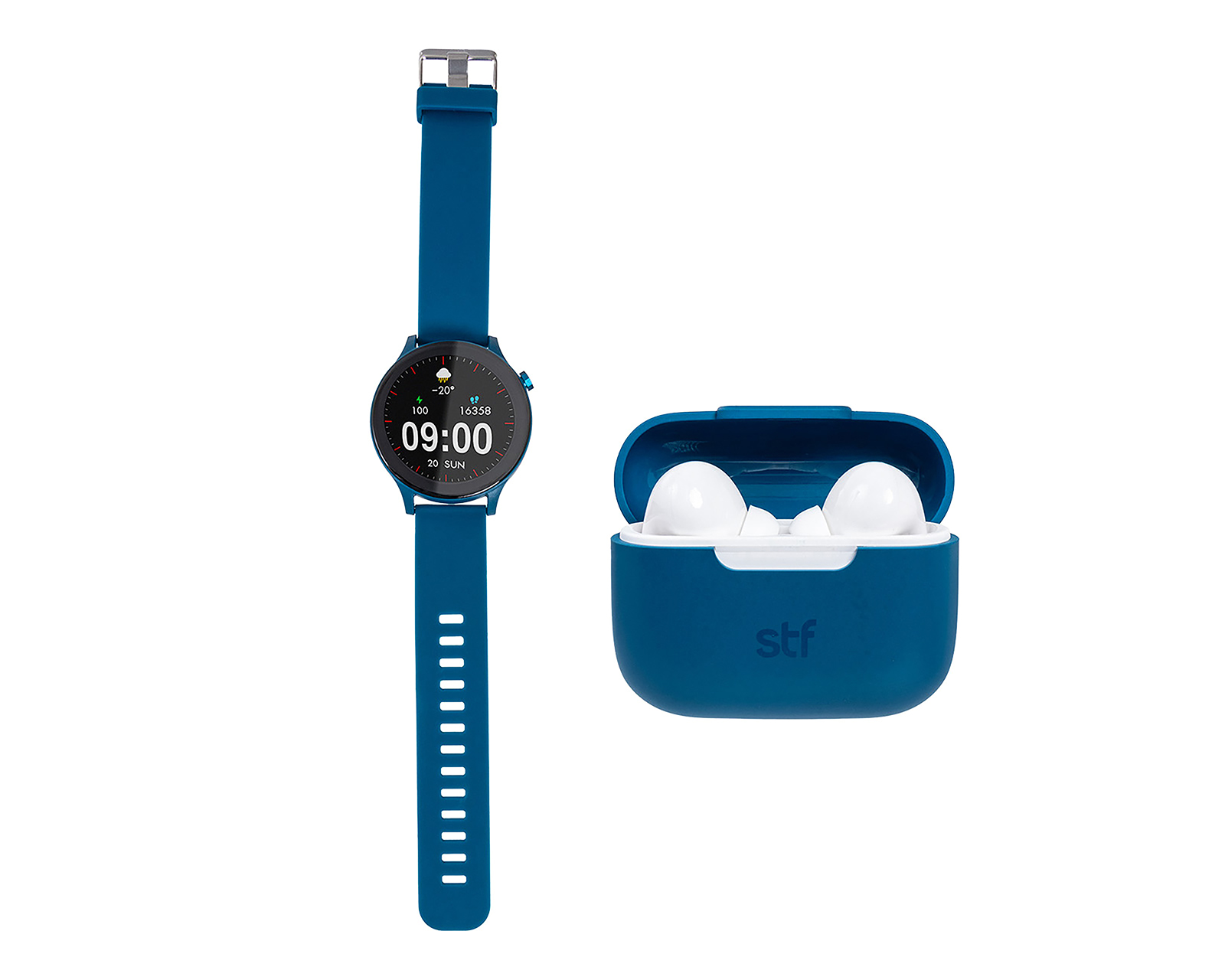 Foto 4 pulgar | Foto 3 | Smartwatch SFT Kronos Sound 35 mm Resistente al Agua Azul con Audífonos True Wireless