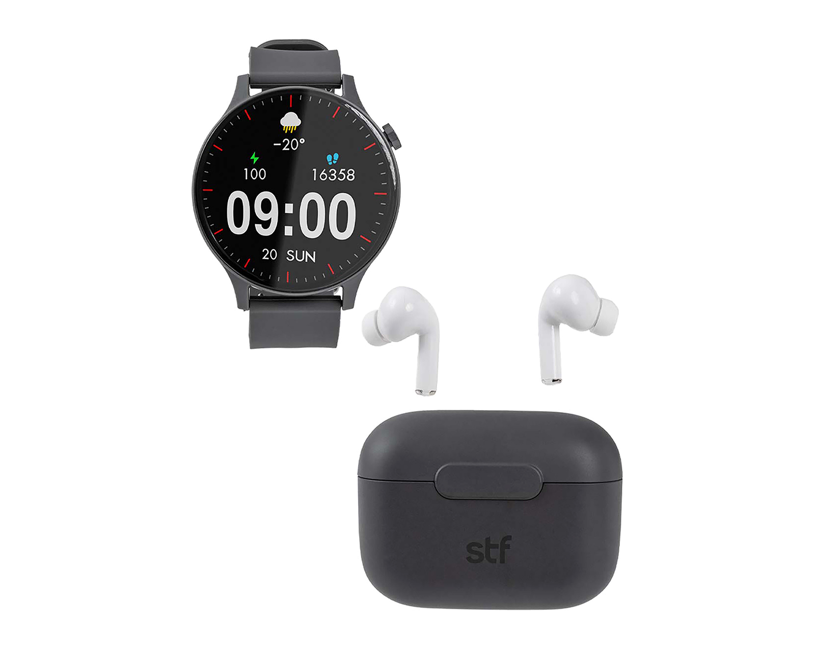 Foto 2 | Foto 2 | Smartwatch STF Kronos Sound Resistente al Agua Negro con Audífonos True Wireless