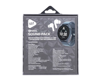 Foto 8 | Foto 8 | Smartwatch STF Kronos Sound Resistente al Agua Negro con Audífonos True Wireless