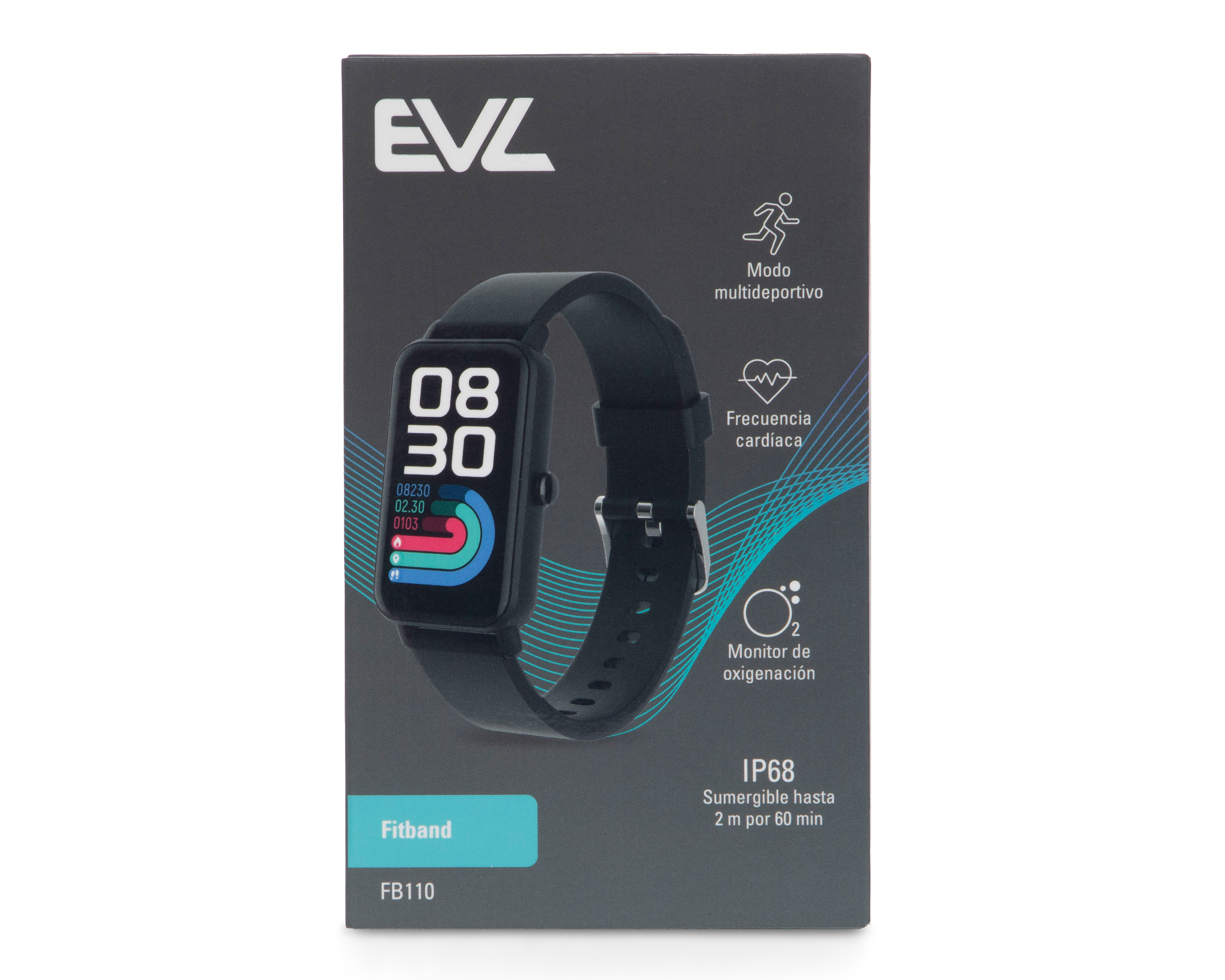 Foto 5 pulgar | Foto 4 | Fitband EVL FB110 25 mm Resistente al Agua Negra