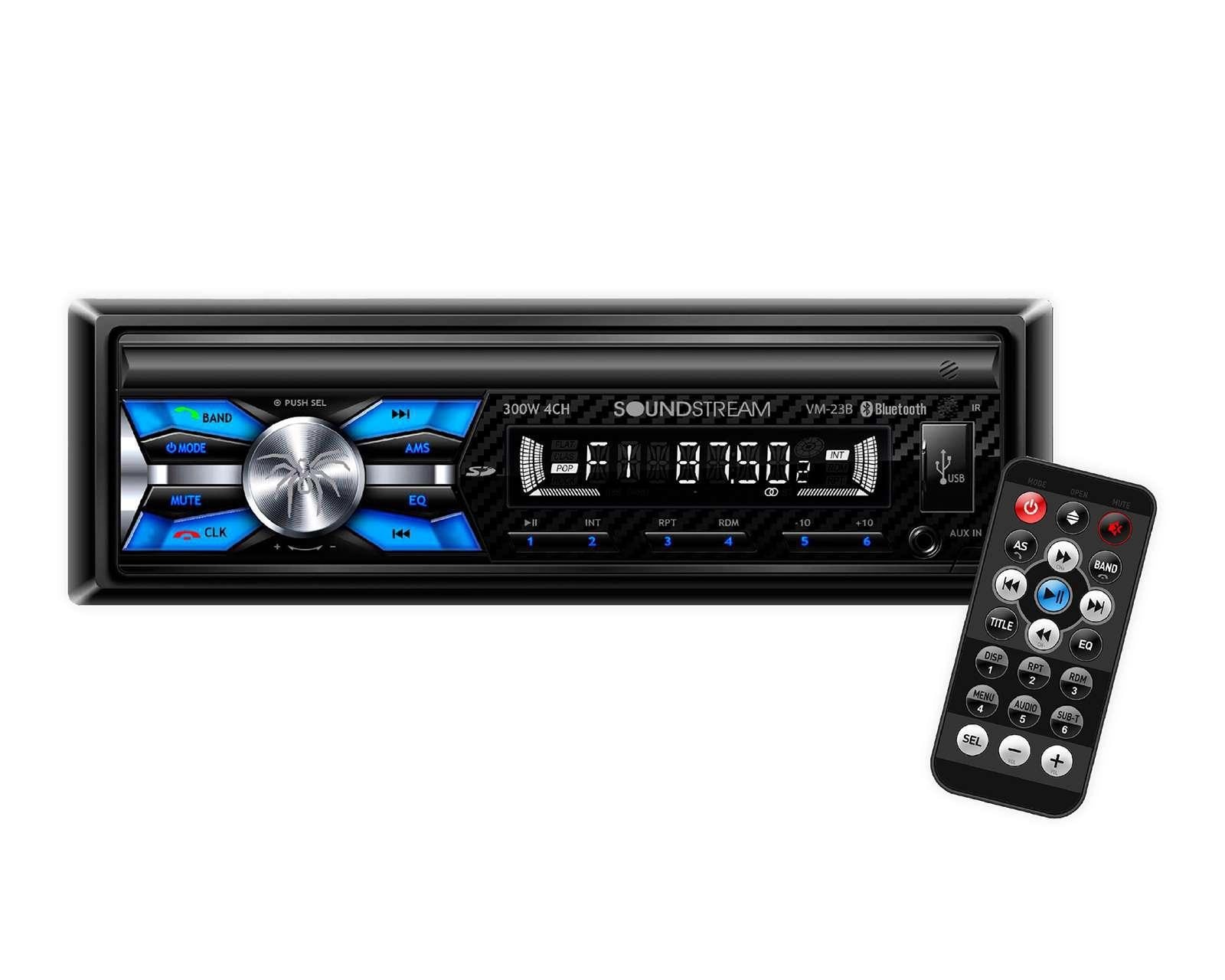Autoestéreo Soundstream sin CD VM-23B Bluetooth Compatibilidad Manos Libres Negro