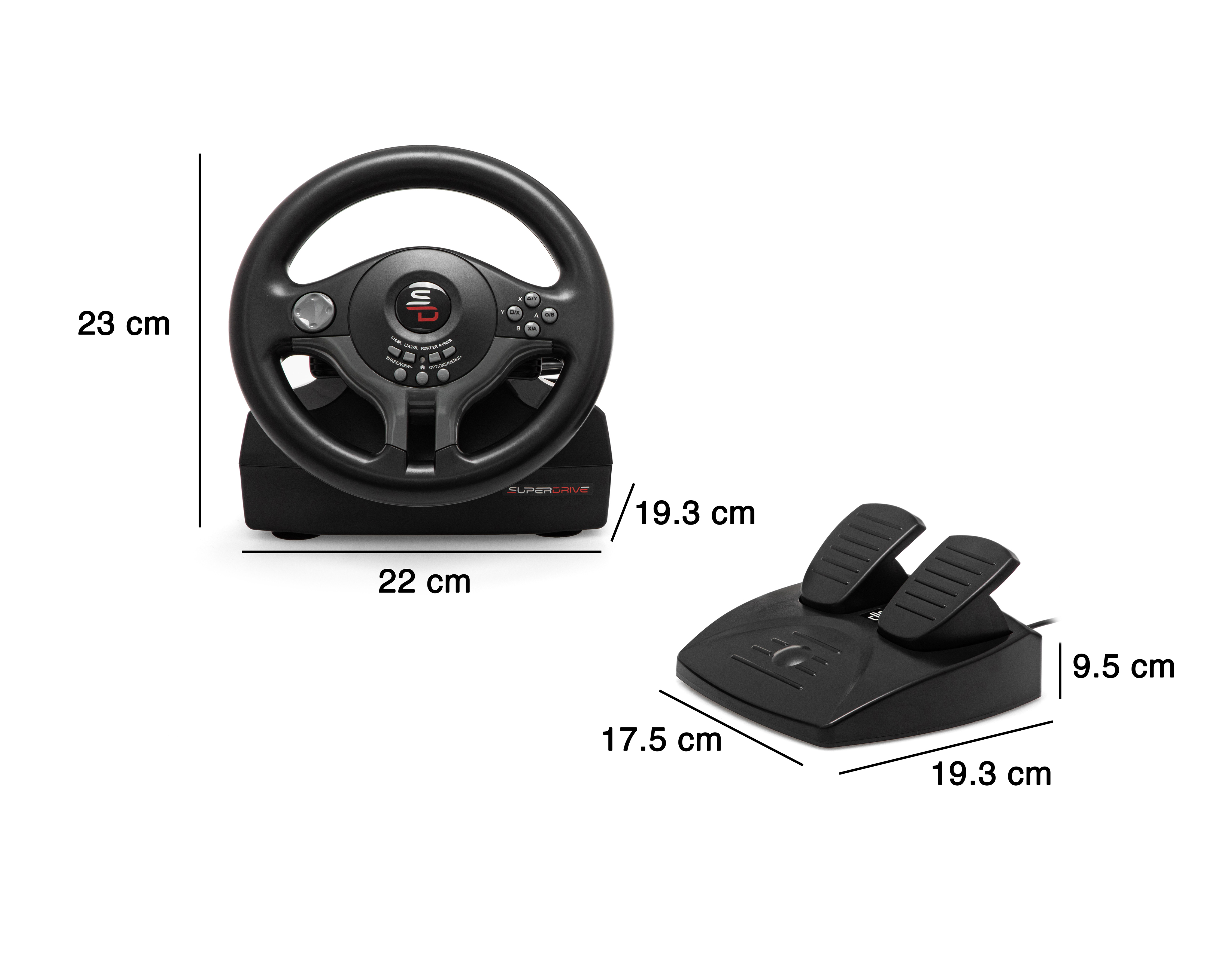 Foto 5 | Foto 5 | Volante y Pedales Alámbricos para Consolas Superdrive SV250 Negro