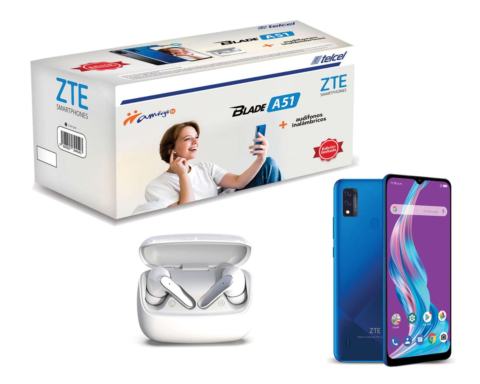 Foto 2 | Foto 2 | Telcel ZTE Blade A51 64 GB Azul + Audífonos Inalámbricos